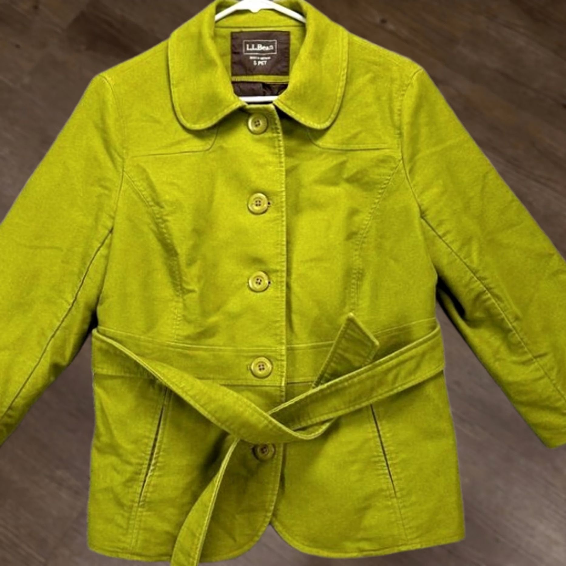 Vintage L.L. Bean Jacket Women PS Green Button Front Belted Pocket Short Coat Casual Outdoors Mens Girls? Size S / US 4 / IT 40 - 1 Thumbnail