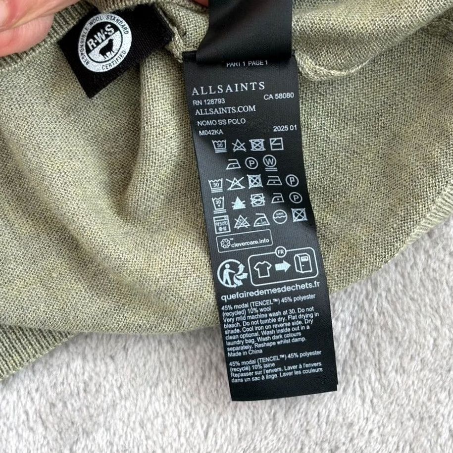 Allsaints VINTAGE AllSaints Nomo Polo Shirt in Herb Green Wool Blend Men 2XL Short Sleeve NWT Size US XXL / EU 58 / 5 - 7 Thumbnail