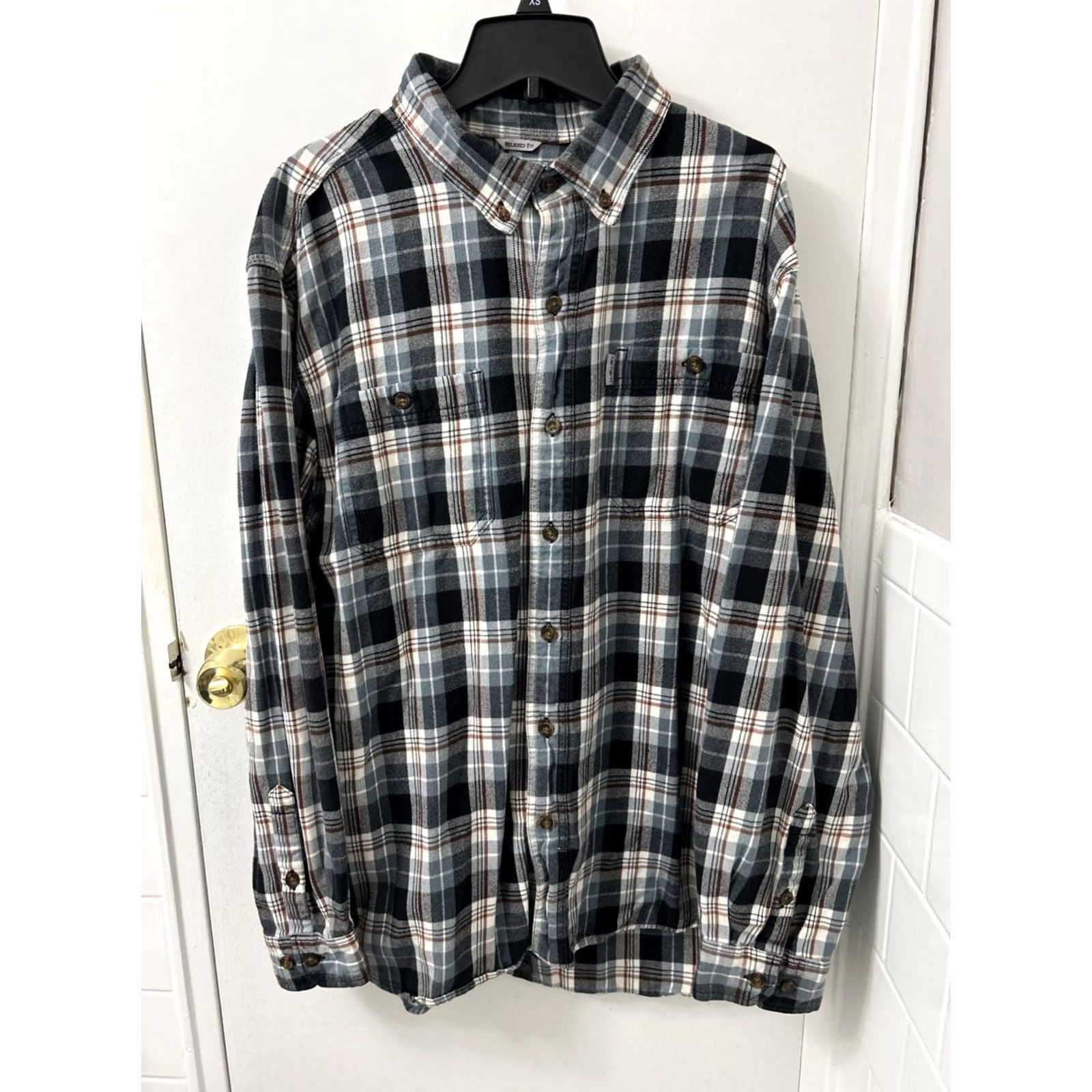 Carhartt Carhartt Shirt Mens XL Blue Trumbull Plaid Flannel Relaxed Button-Down L/S Size US XL / EU 56 / 4 - 2 Thumbnail