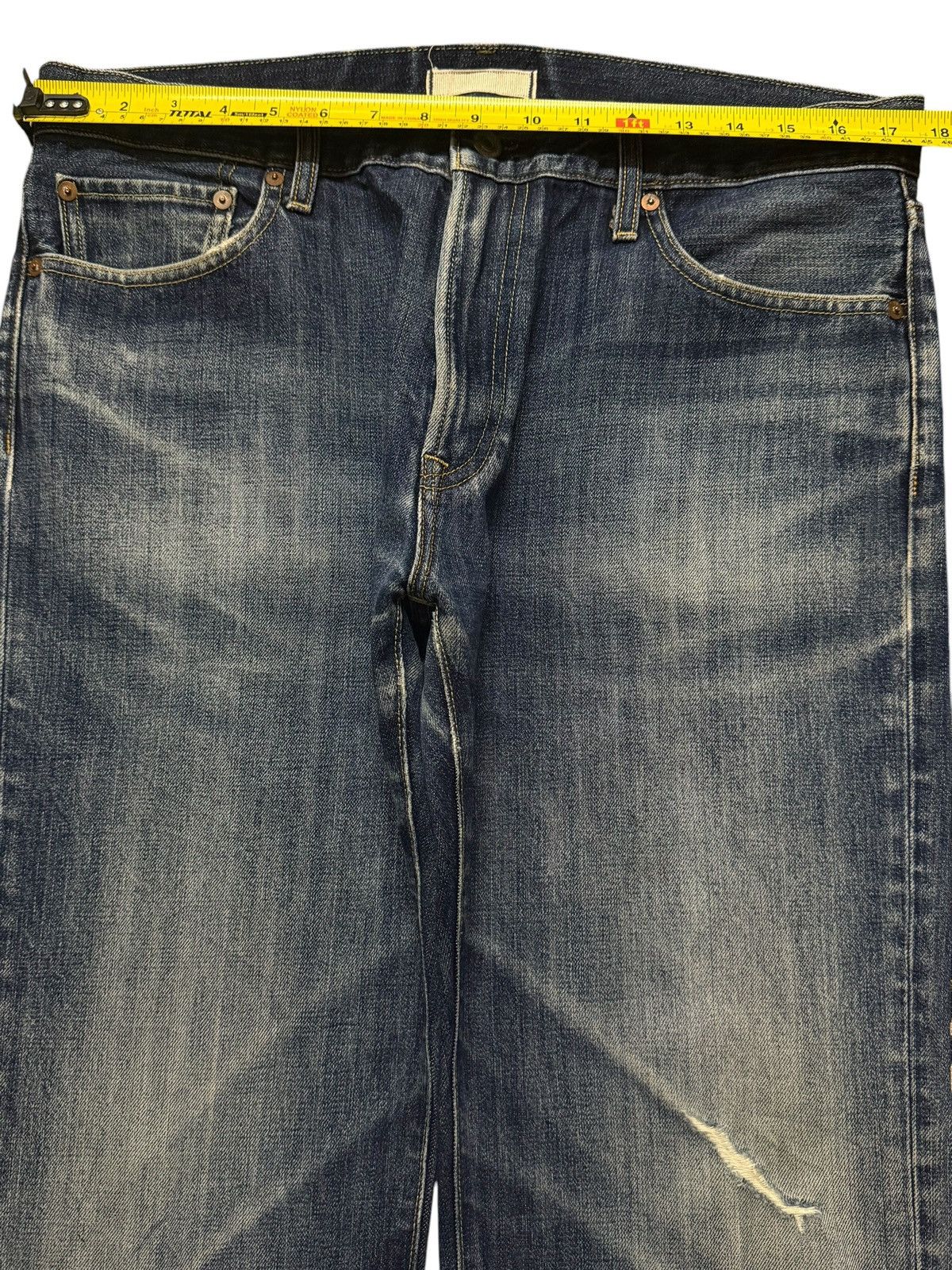 Uniqlo Vintage Y2K Japanese Uniqlo Blue Faded Wash Distress Loose Size US 34 / EU 50 - 8 Thumbnail