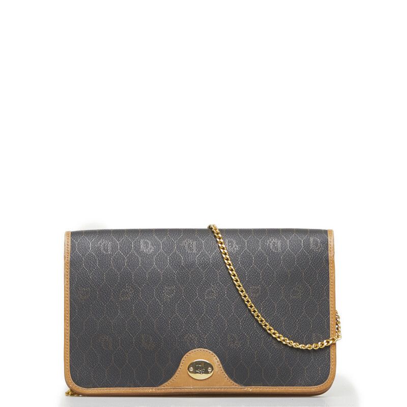 image of Dior Honeycomb Chain Shoulder Bag Brown Leather, Women's