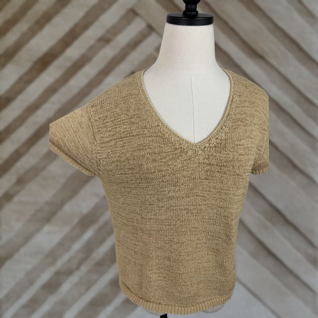 Vintage Vintage Finity Beige 90s Knit Top Sweater V-Neck Pullover Womens M Size M / US 6-8 / IT 42-44 - 1 Thumbnail