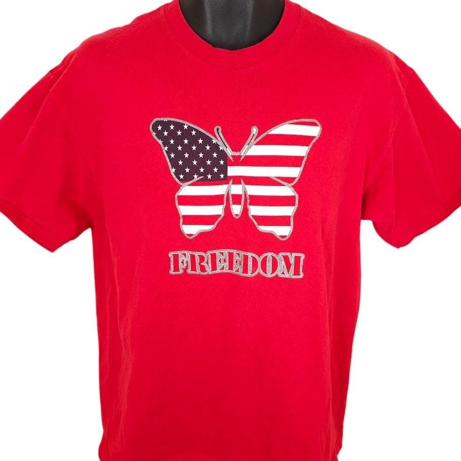 Vintage Vintage American Flag T Shirt Mens Size Large Red 90s Size US L / EU 52-54 / 3 - 1 Thumbnail