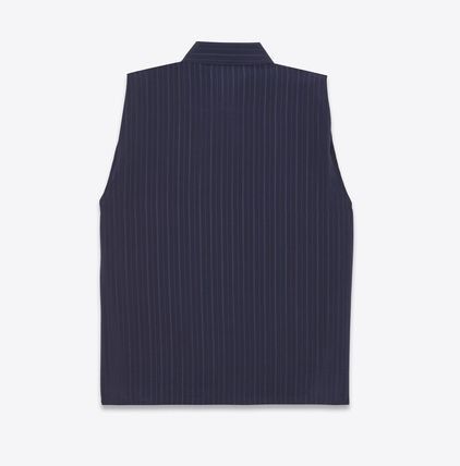 Saint Laurent Paris o1bcso1str0625 Sleeveles Shirt In Striped in Navy Blue Size US XL / EU 56 / 4 - 2 Thumbnail