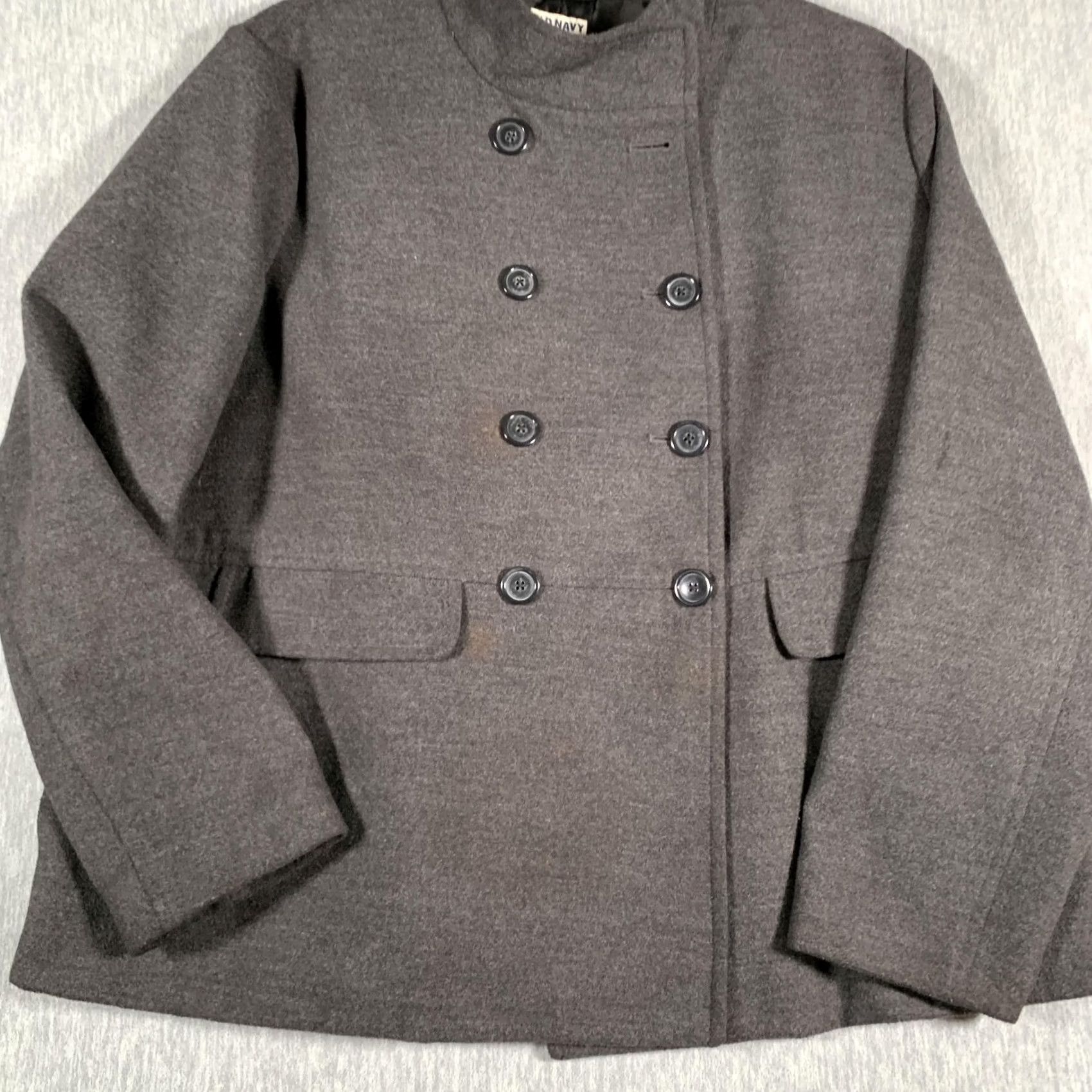 Old Navy Old Navy Womens Coat XXL Gray Double Breasted Pea Coat Wool Blend Minimaist Lined Pocket Button Front Size XXL / US 16-18 / IT 52-54 - 3 Thumbnail