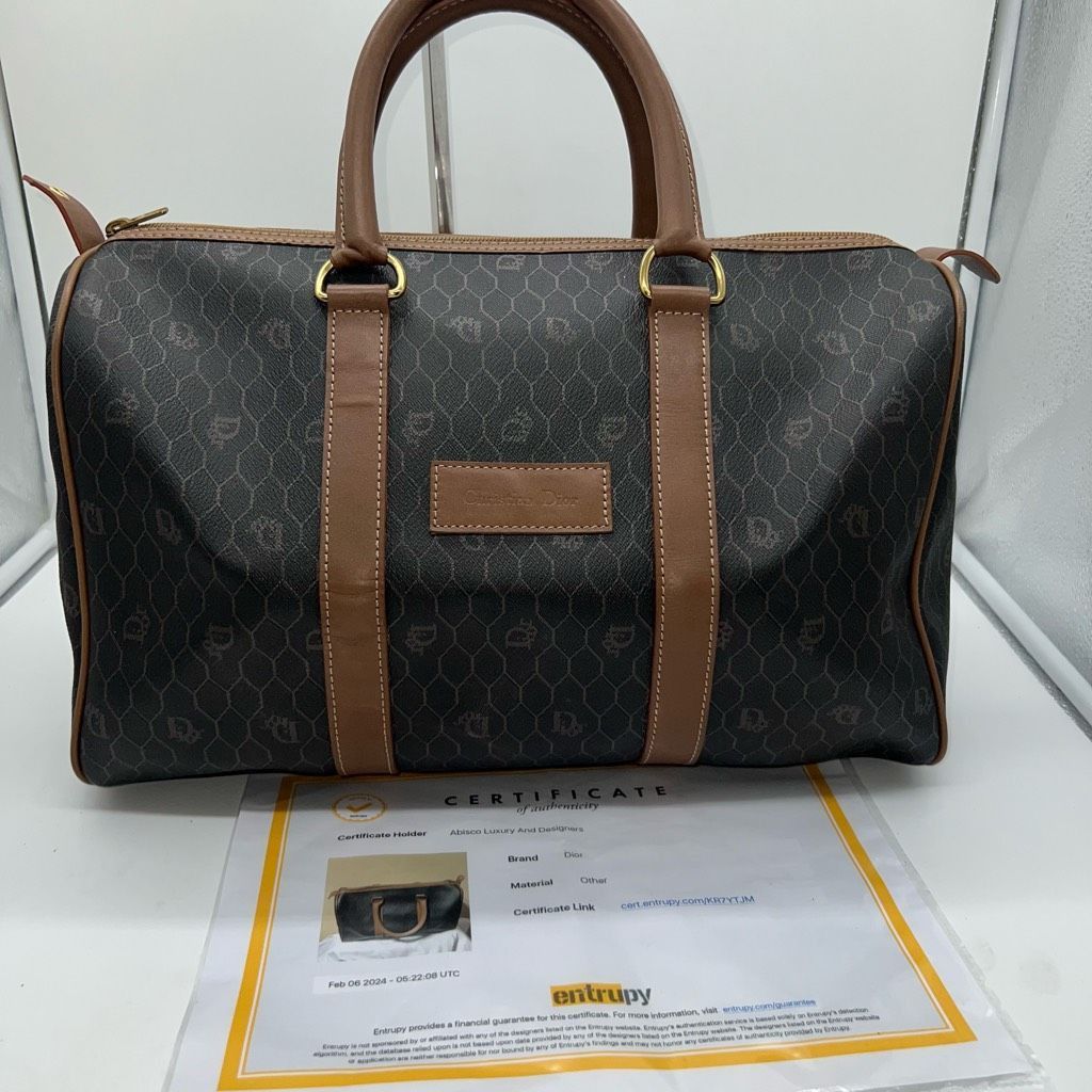 image of Christian Dior Monsieur Christian Dior Black Brown Monogram Trotter Honeycomb Boston, Women's
