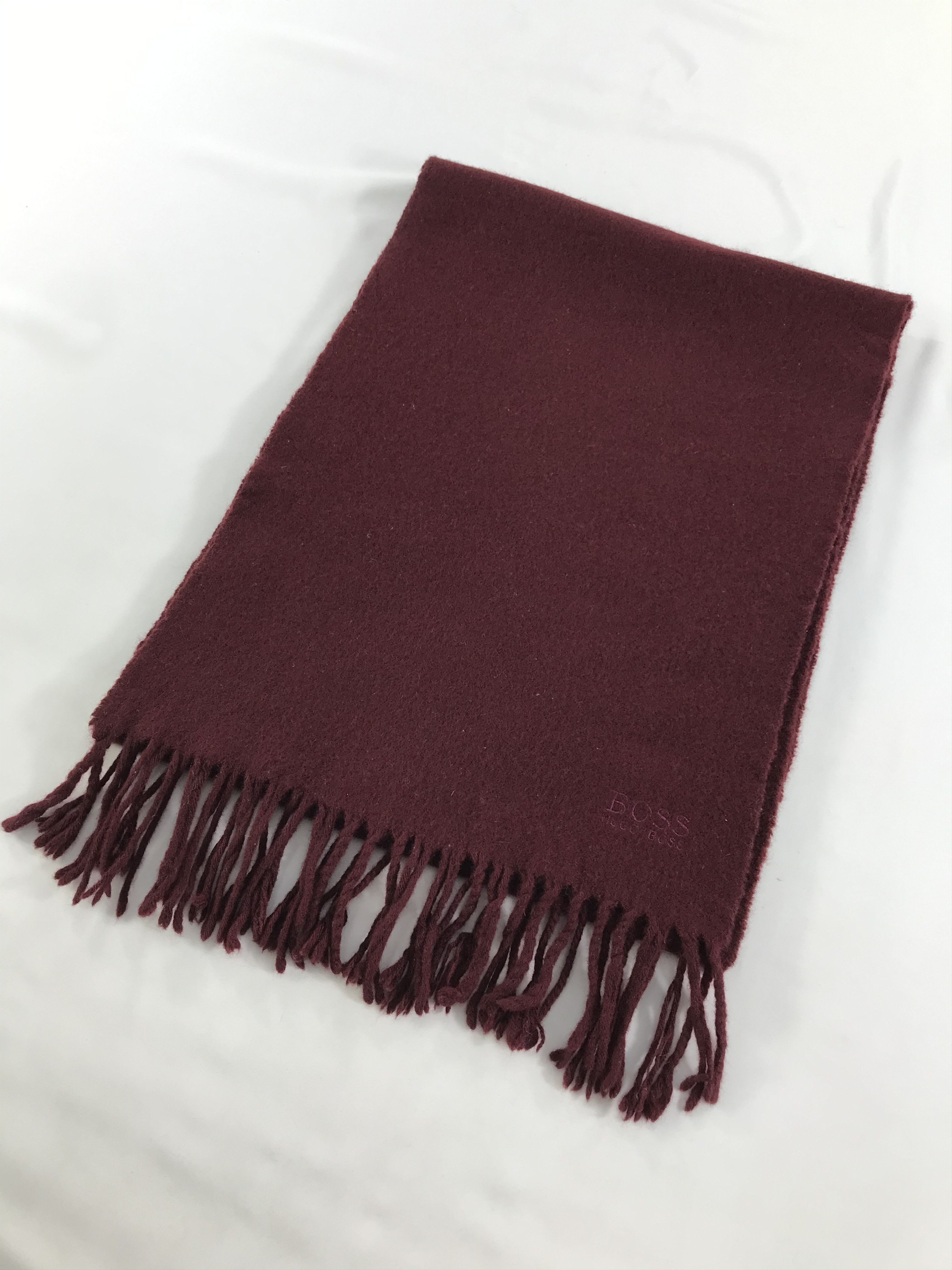 Hugo Boss Hugo Boss Burgundy Wool Scarf Muffler Neck Wrap V34 Size ONE SIZE - 3 Thumbnail
