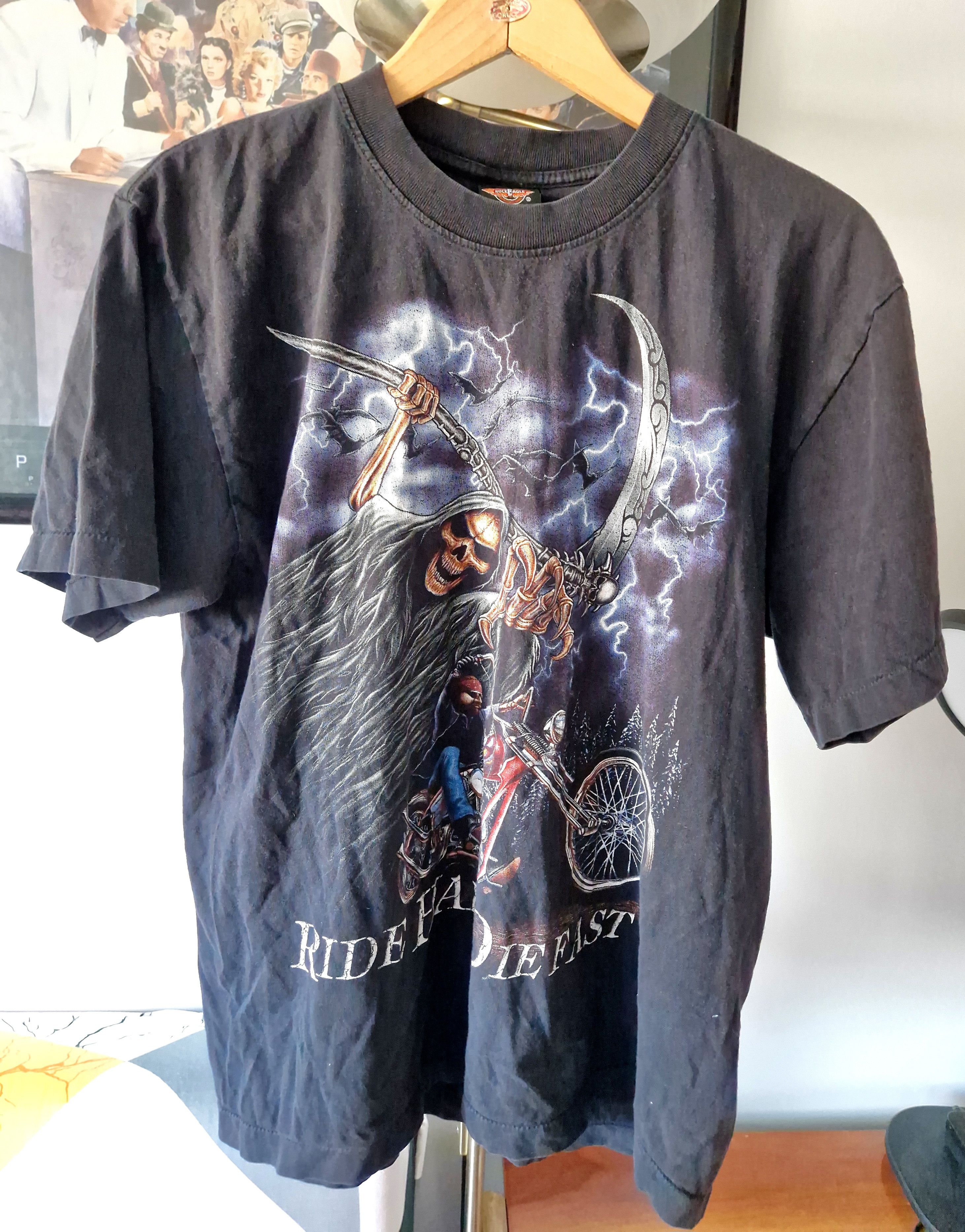 Vintage Vintage skull single stich 90s shirt HARLEY ride or die Size US L / EU 52-54 / 3 - 1 Thumbnail