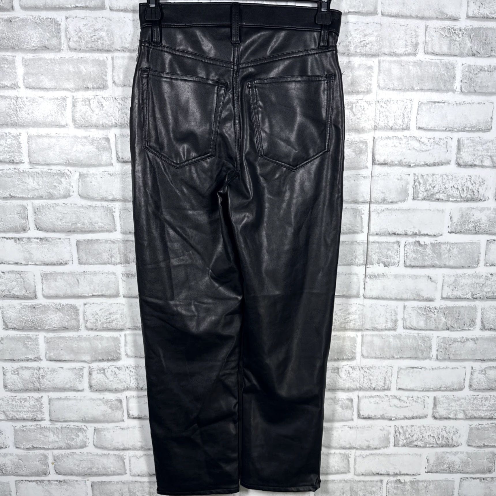 Abercrombie & Fitch VINTAGE Abercrombie & Fitch Ankle Straight Ultra High Rise Vegan Leather Pants 24 Womens Black 24 inch inseam 00s Size 42" / US 20 - 4 Thumbnail