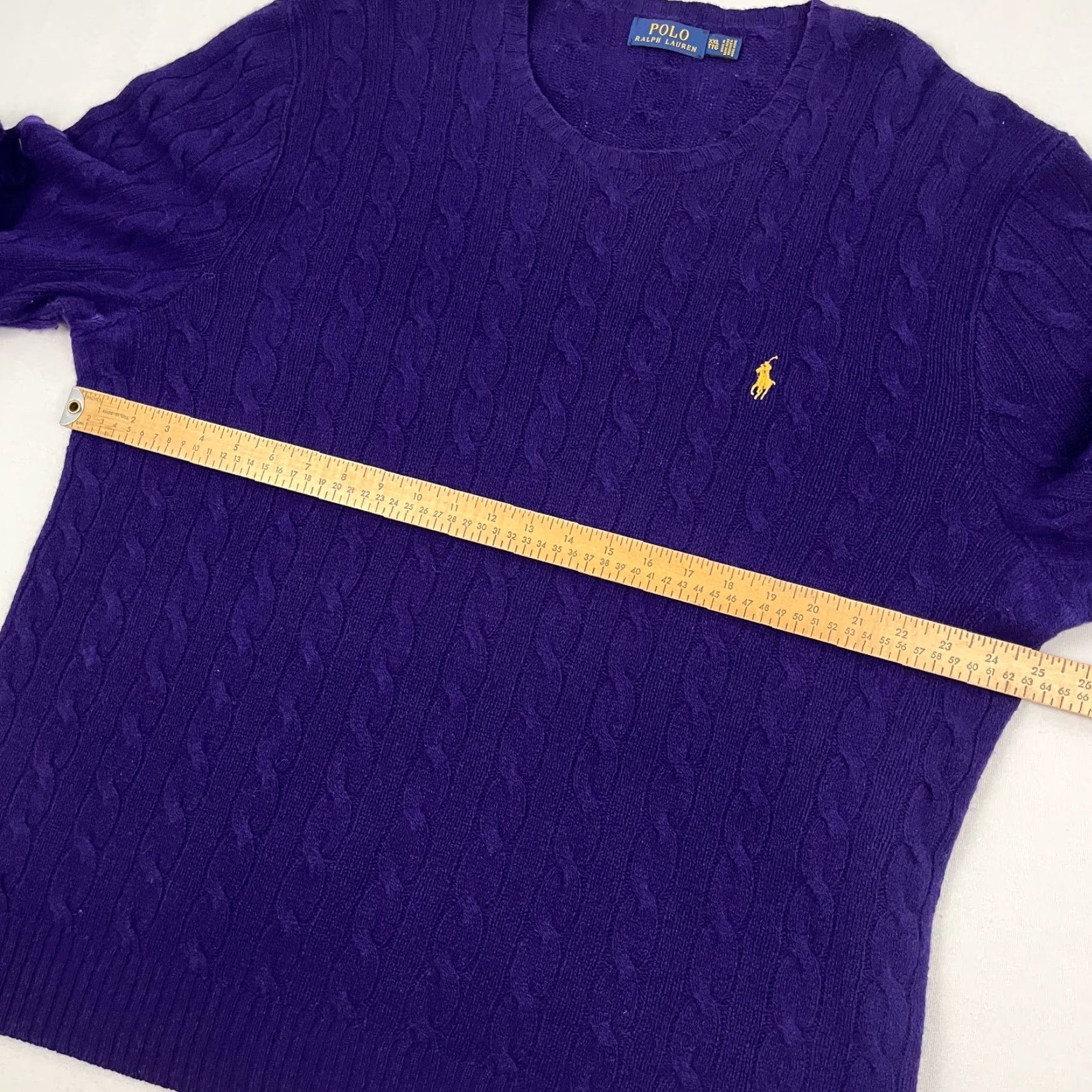 Polo Ralph Lauren Polo Ralph Lauren Merino Wool Cashmere Sweater Mens 2XL Purple Cable Knit Crew Neck Pullover Size US XXL / EU 58 / 5 - 6 Thumbnail