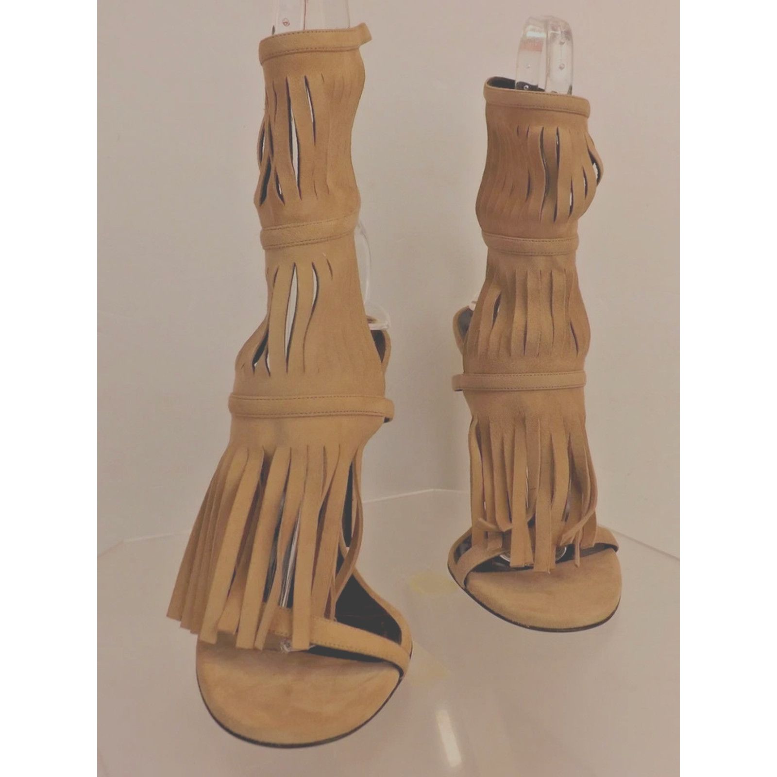 Gucci GUCCI BROWN SUEDE 347284 FRINGE GLADIATOR TALL SANDALS 36.5 Size US 6.5 / IT 36.5 - 5 Thumbnail
