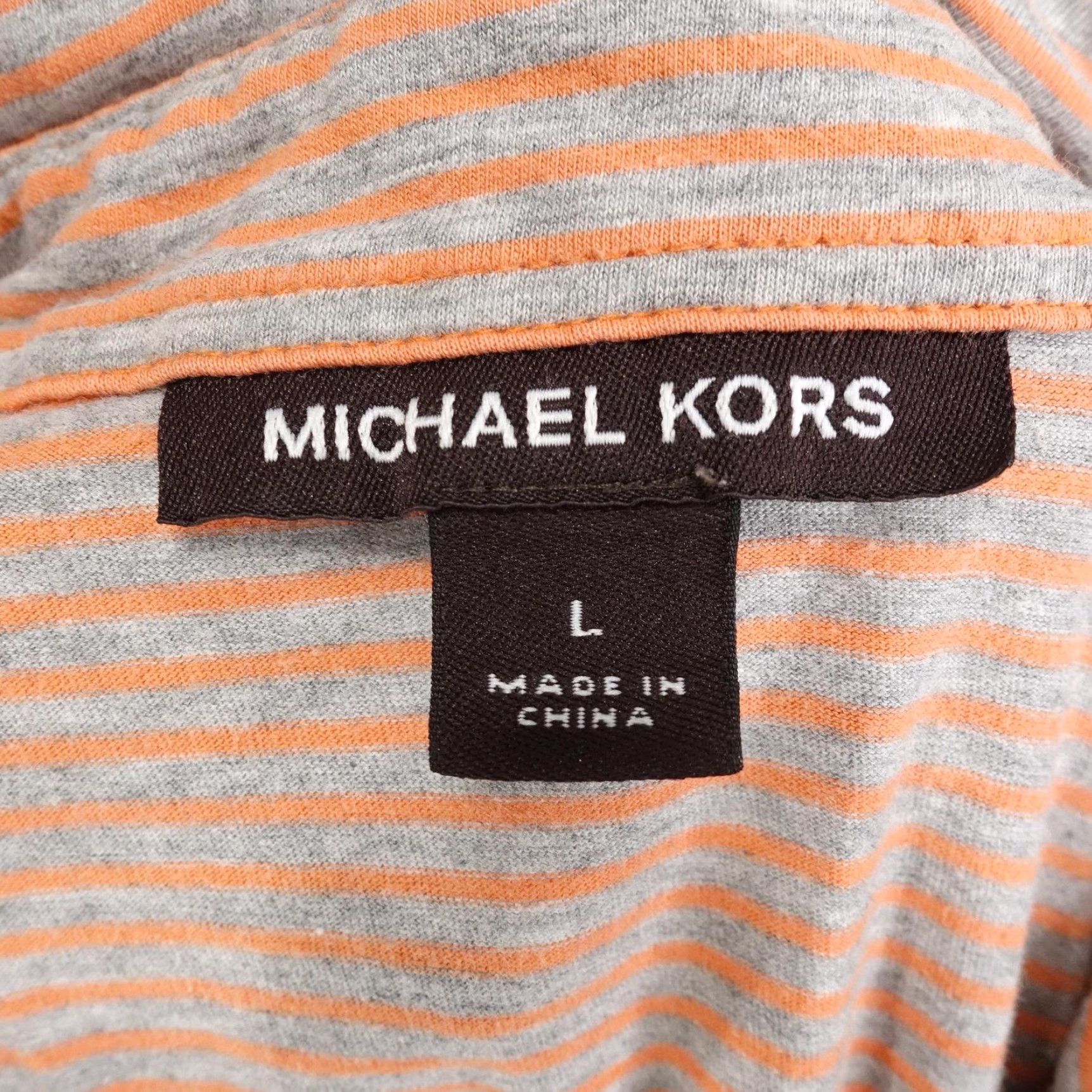 Michael Kors Michael Kors Polo Shirt Mens Large Orange Gray Striped Short Sleeve Cotton Size US L / EU 52-54 / 3 - 6 Thumbnail
