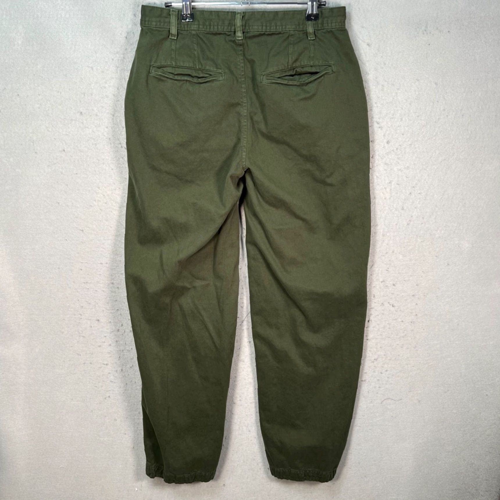 Free People Free People Womens Size 4 Olive Green Pleated Tapered Cotton Chino Pants Size 27" / US 4 / IT 40 - 2 Thumbnail