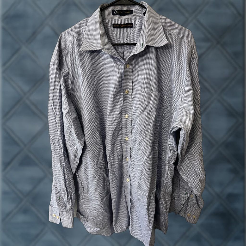 Tommy Hilfiger Tommy Hilfiger Button-Up Shirt Mens Size 17 Blue Long Sleeve Plaid TLC The Lifetime Collar Size US XL / EU 56 / 4 - 1 Thumbnail