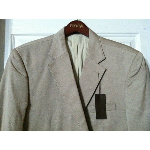 Tasso Elba TASSO ELBA MENS NEW KHAKI 100%COTTON SPORT COAT SIZE:L Size US L / EU 52-54 / 3 - 2 Thumbnail