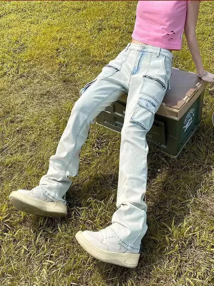 Japanese Brand Retro Multi Pocket Zipper Split Jeans Size US 32 / EU 48 - 3 Thumbnail