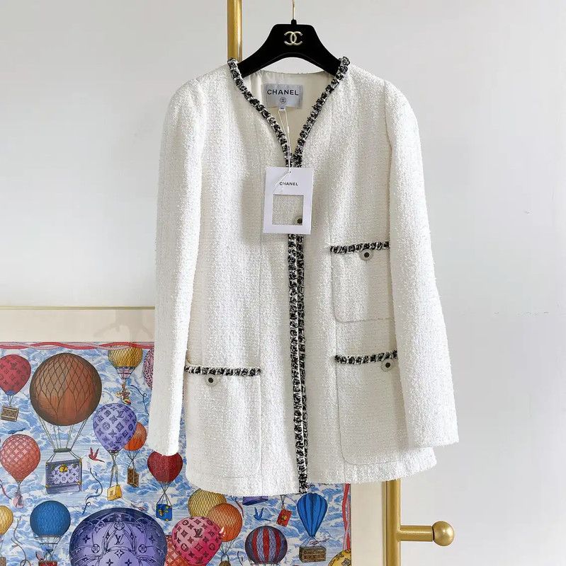 Chanel Chanel White Cotton Women's Jacket for Spring Autumn 0089 Size XS / US 0-2 / IT 36-38 - 1 Thumbnail