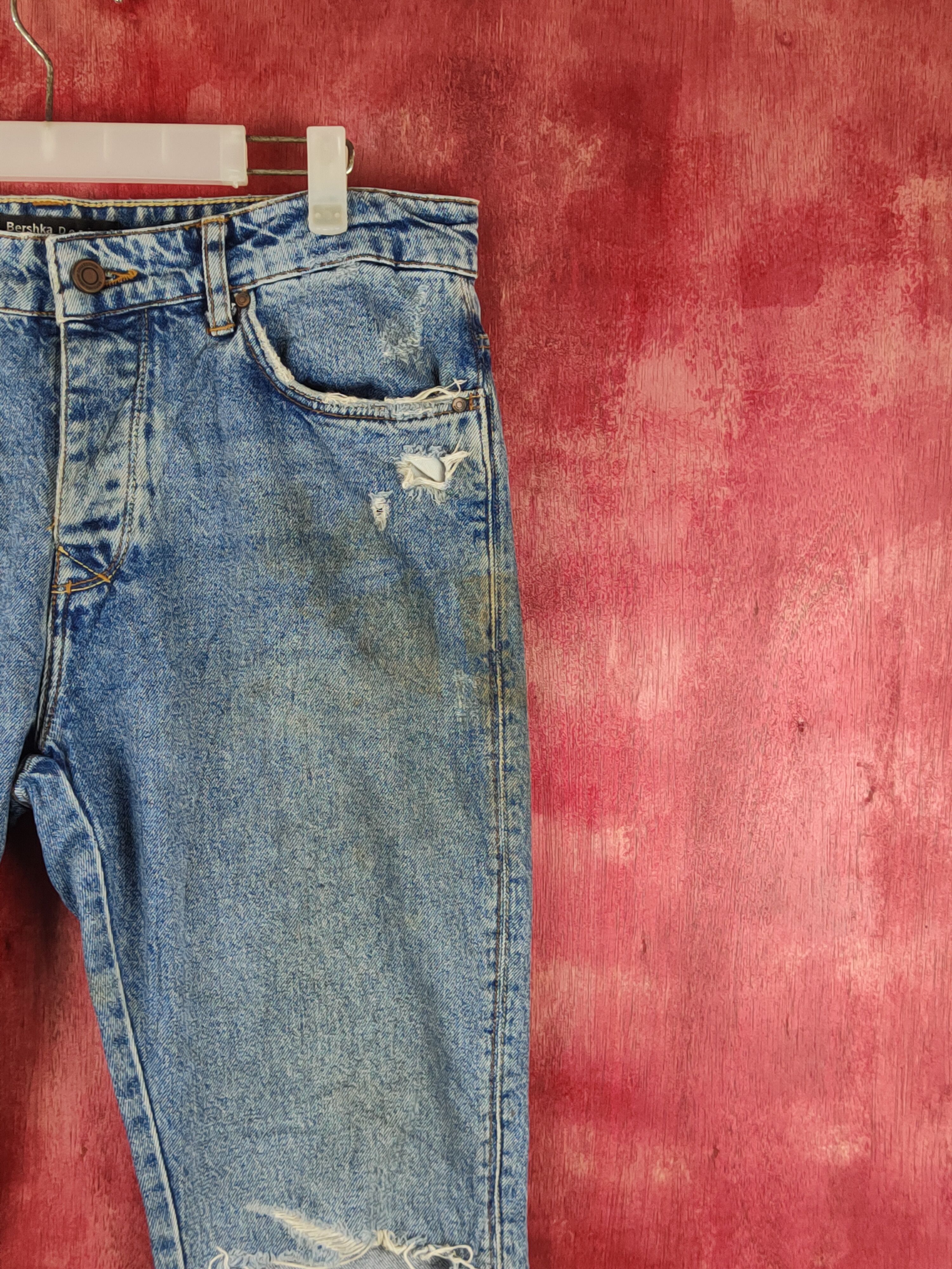 Bershka Beshka Blue Distressed Ripped Jeans #S2356 Size US 32 / EU 48 - 5 Thumbnail