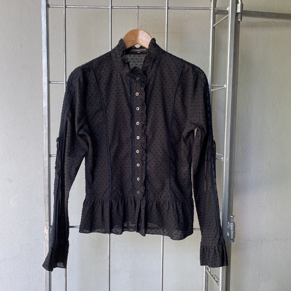 Tornado Mart TORNADO MART Y2K Black Mandarin Lace Blouse Size XS / US 0-2 / IT 36-38 - 17 Thumbnail