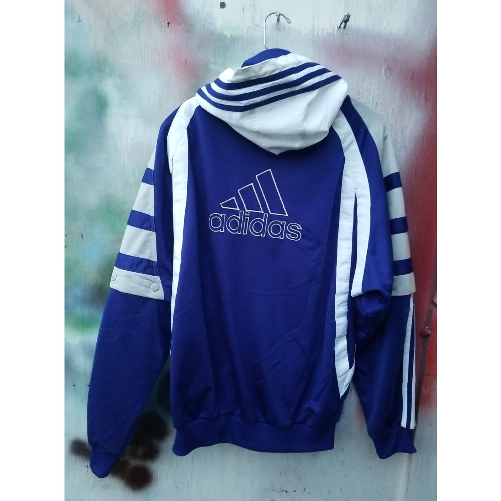 Adidas Vtg adidas Colorblock Sweatshirt Hoodie Track Suit Warm Up RETRO Jacket M aqua blue white blue Short Sleeve Buttoned Sleeves Hip Hop Mens Size US M / EU 48-50 / 2 - 4 Thumbnail