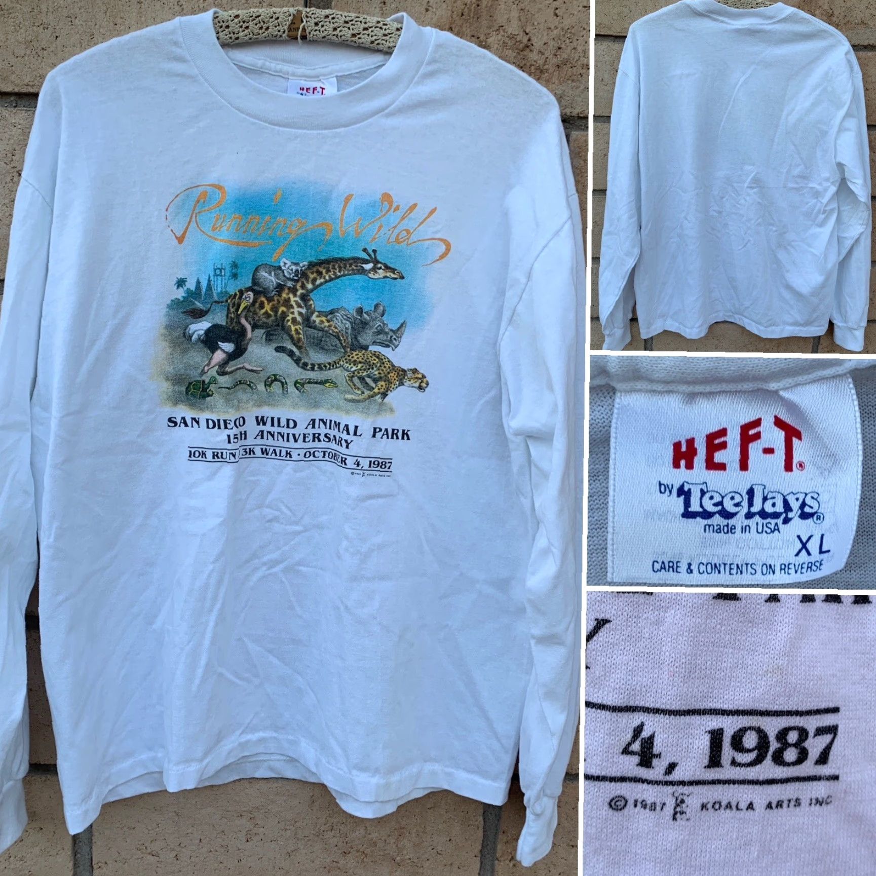 TEE JAYS VINTAGE Running Wild San Diego Wild Animal Park Long Sleeve T Shirt 1980s 80s XL Size US XL / EU 56 / 4 - 2 Thumbnail