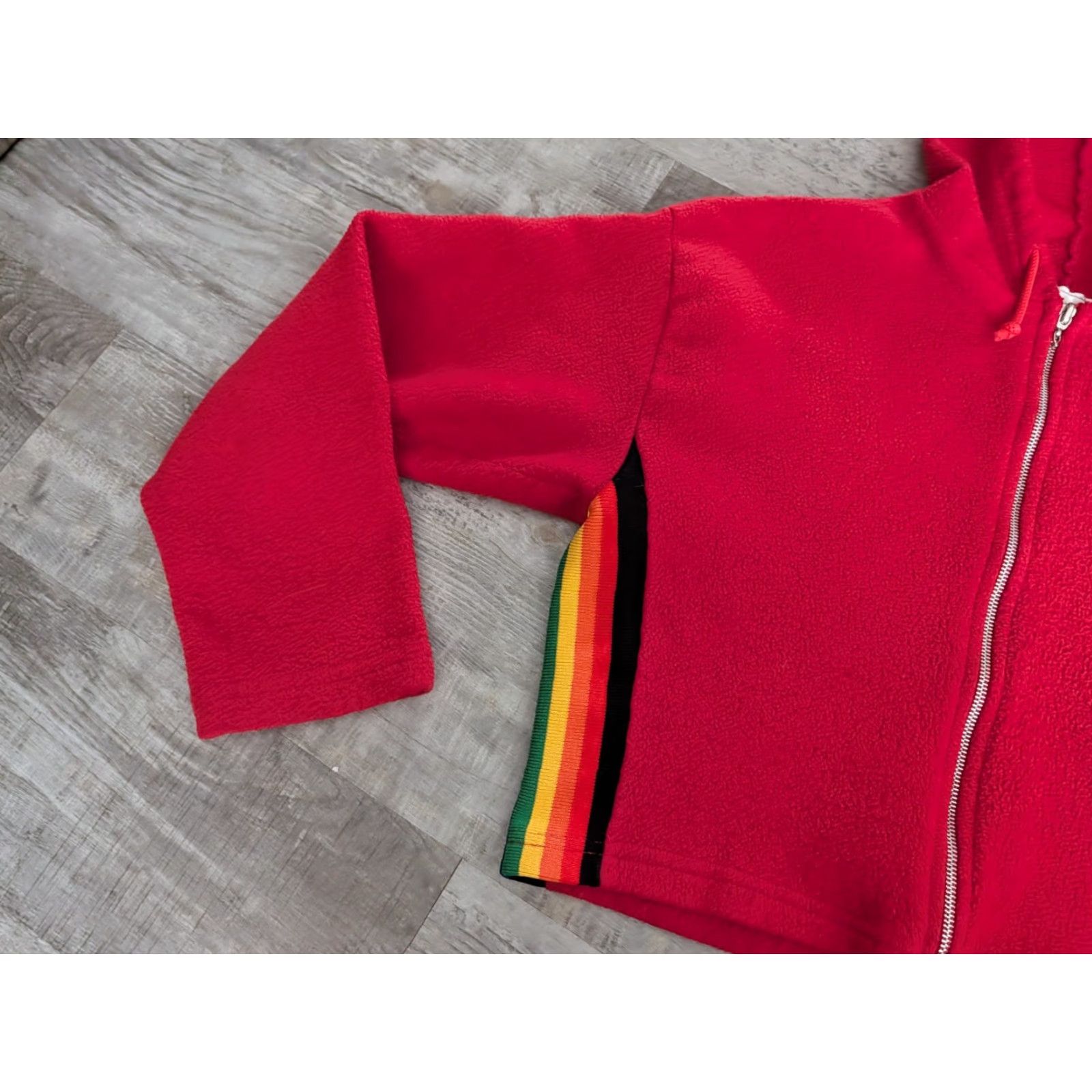 Rainbow VINTAGE In Charge Sweatshirt Shirt Womens Cropped Full Zip Hooded Fleece Red With Rainbow Sides M USA Size M / US 6-8 / IT 42-44 - 4 Thumbnail