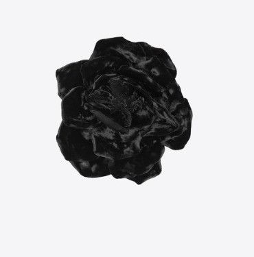 Saint Laurent Paris o1la1rc1a1025 Size: OS / Large Wild Rose Brooch in Black Size ONE SIZE - 1 Thumbnail