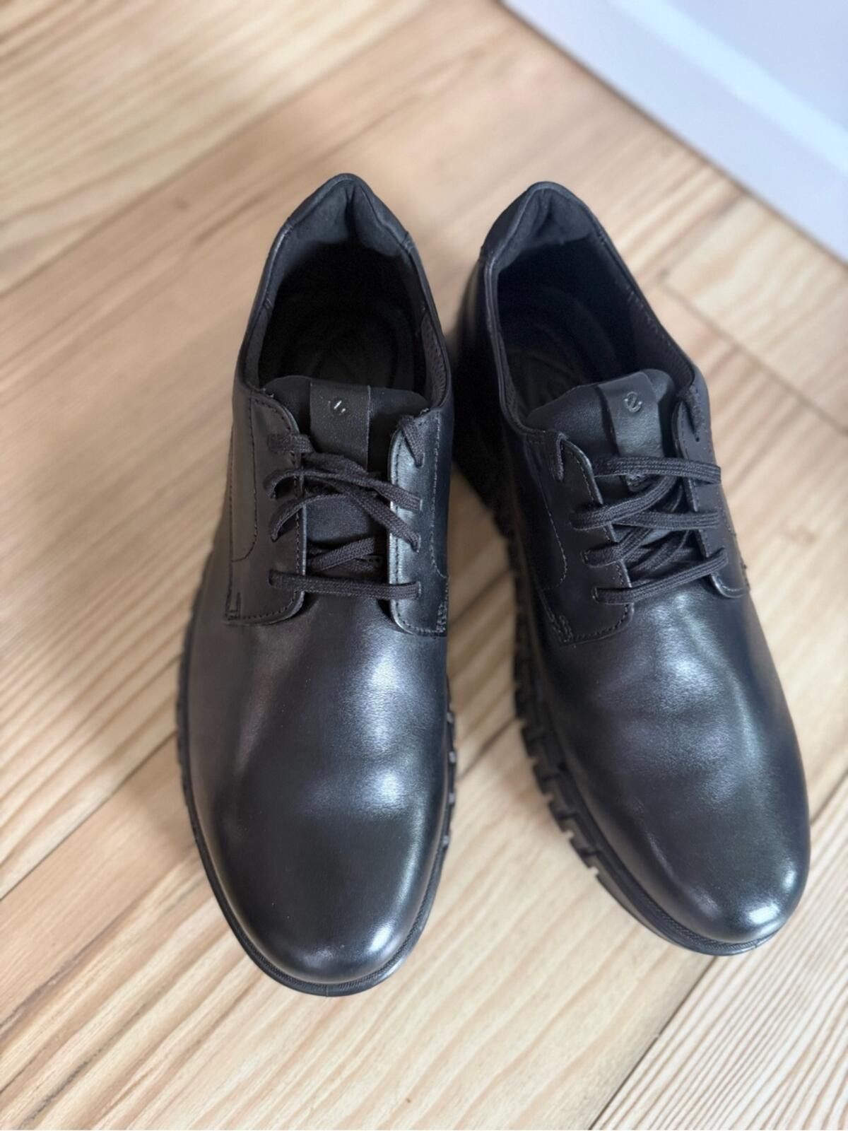 Ecco Ecco Black Leather Derby Shoes Size US 10.5 / EU 43-44 - 3 Thumbnail