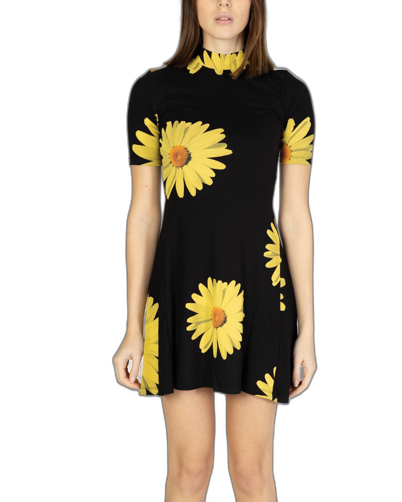 image of Desigual Floral Short Sleeve Dress in Black, Women's (Size XS)