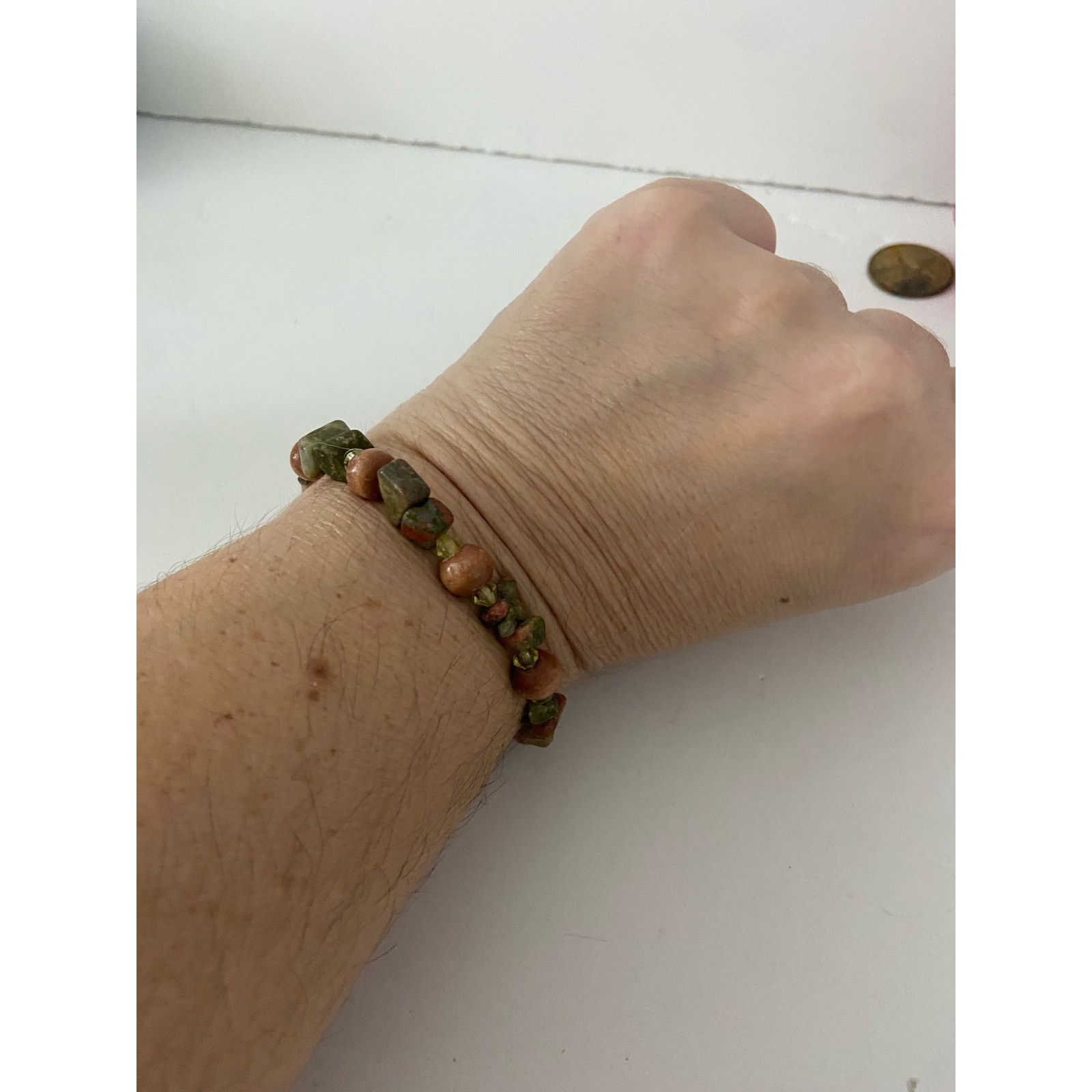 Handmade unakite bead bracelet Size ONE SIZE - 1 Thumbnail
