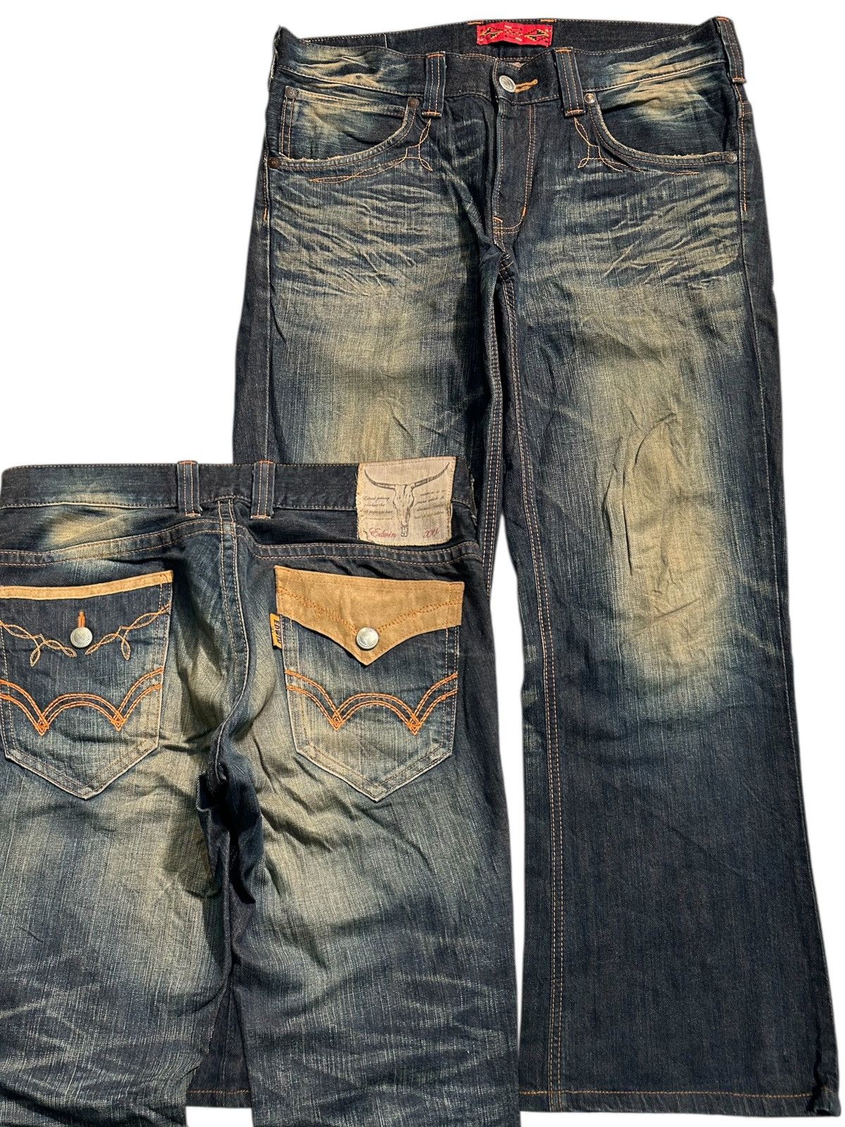 Japanese Brand × Kapital × Vintage FLARE💥 EDWIN XVS NAVAJO MUDWASH RUSTY PUNK GRUNGE DENIM Size US 37 - 1 Thumbnail