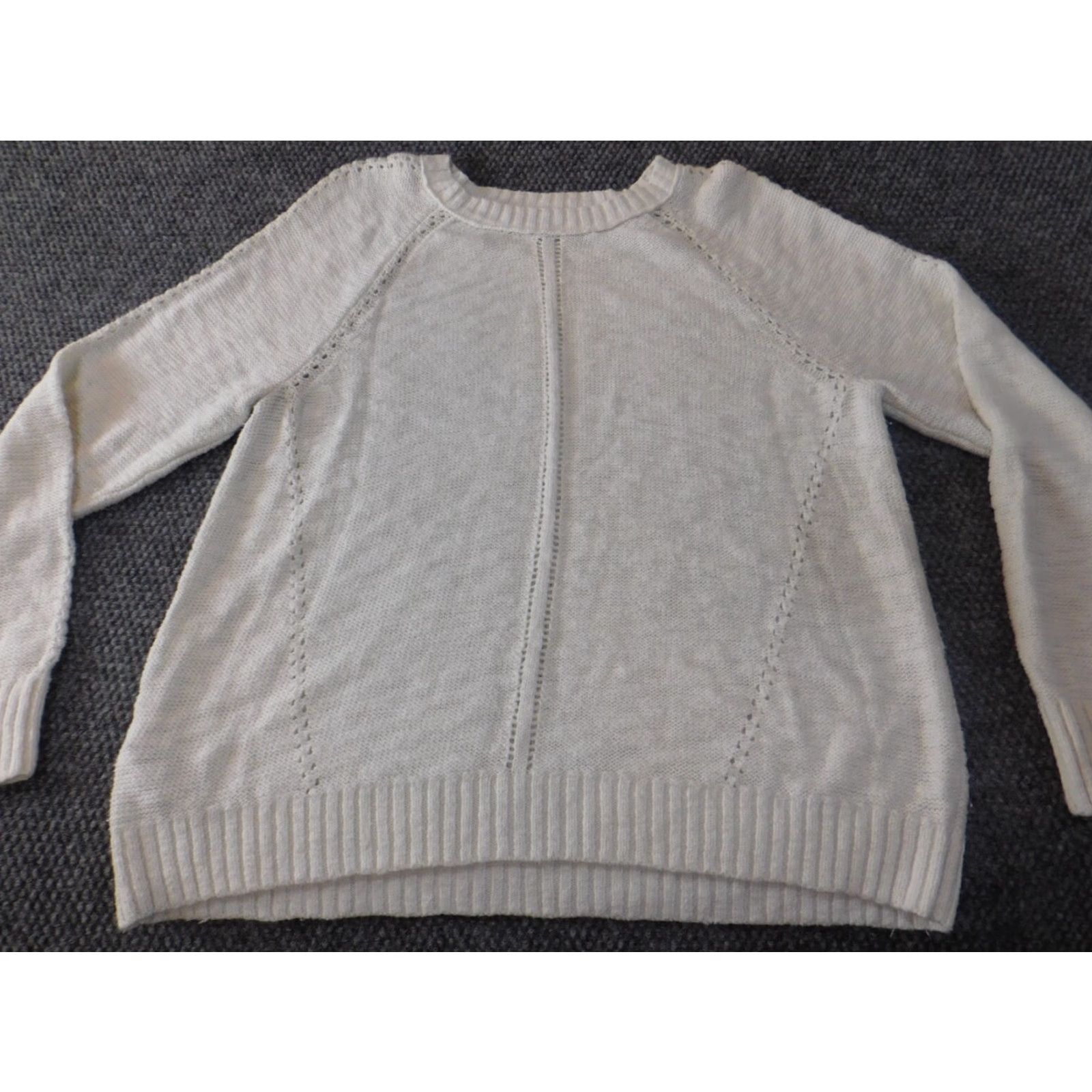 Loft LOFT White Crewneck Pullover Sweater XL Women Knit Acrylic Cotton Modern Rib Knit Casual Pullover Size XL / US 12-14 / IT 48-50 - 4 Thumbnail