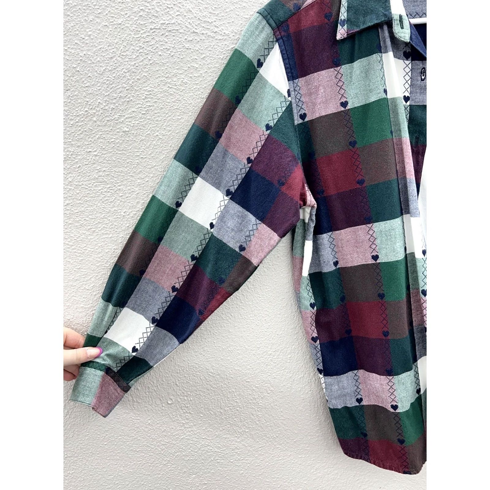 Vintage VINTAGE Chrysantheme Plaid Button Up Long Sleeve with Built in Shirt Small Women's Shirt Size S / US 4 / IT 40 - 3 Thumbnail