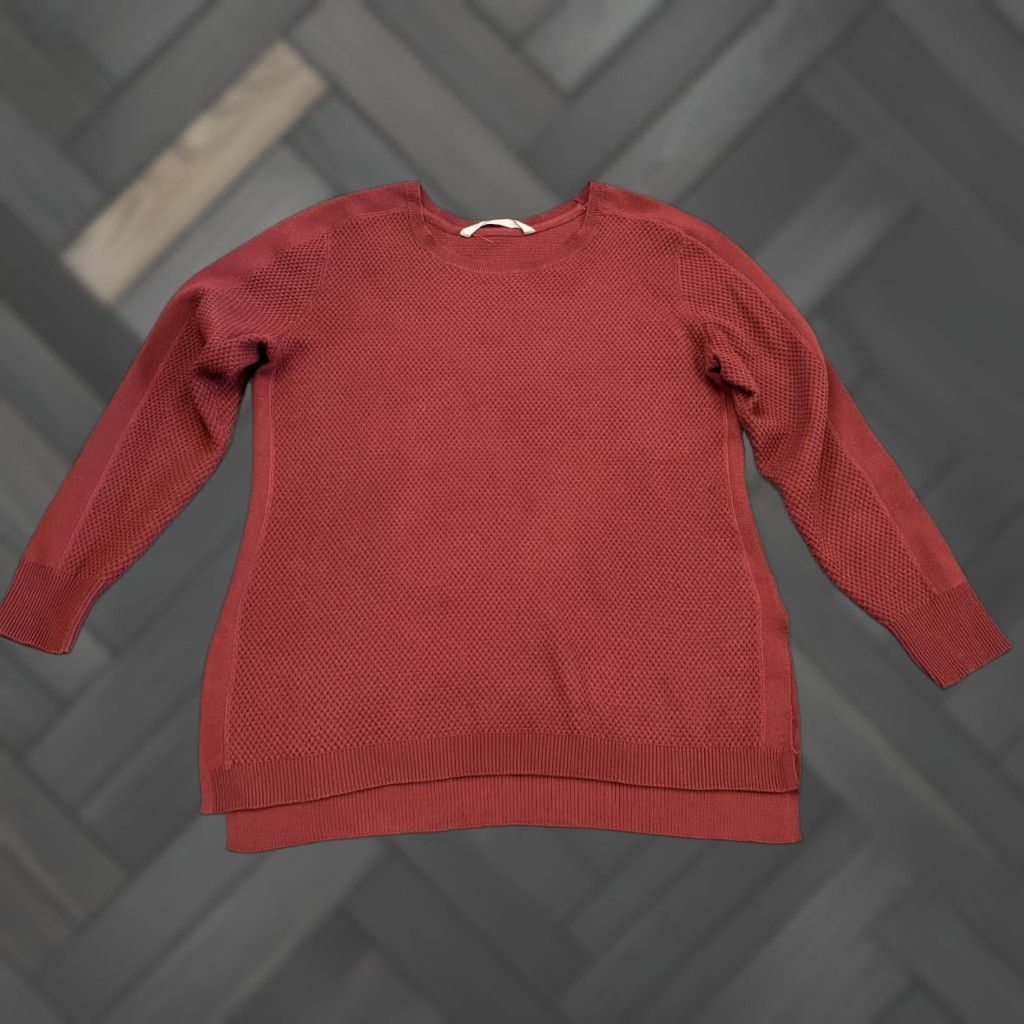Athleta Athleta Thermal Honeycomb Sweater Waffle Knit Merino 870515 Womens Large Maroon Size L / US 10 / IT 46 - 1 Thumbnail