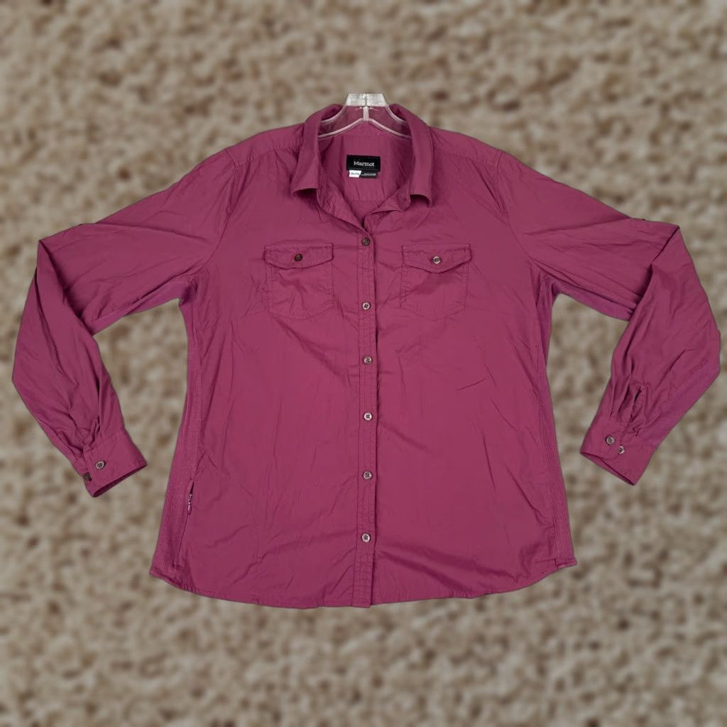 Vintage Marmot Shirt Women XL Beige Button-Up Long Sleeve Cotton Fish Camp Outdoor Hike All Seasons Pockets Vintage No Size XL / US 12-14 / IT 48-50 - 1 Thumbnail