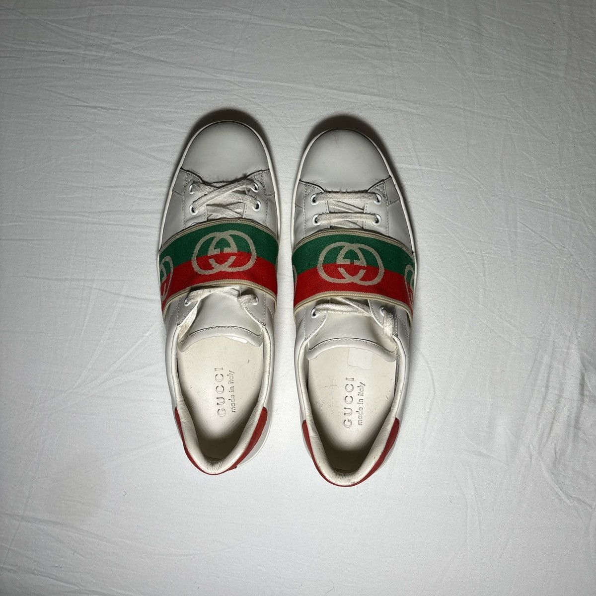Gucci Gucci Ace White Leather Web strap Sneakers – Full Set Size US 9 / EU 42 - 4 Thumbnail