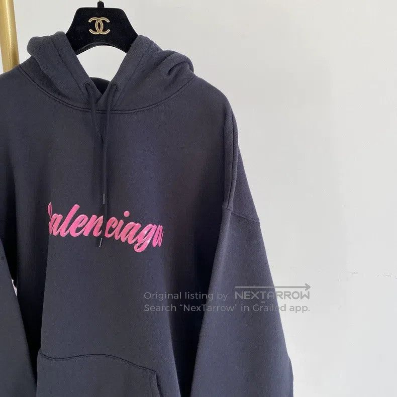 Balenciaga Balenciaga Black Lettering Logo Hooded Sweatshirt Size US M / EU 48-50 / 2 - 4 Thumbnail