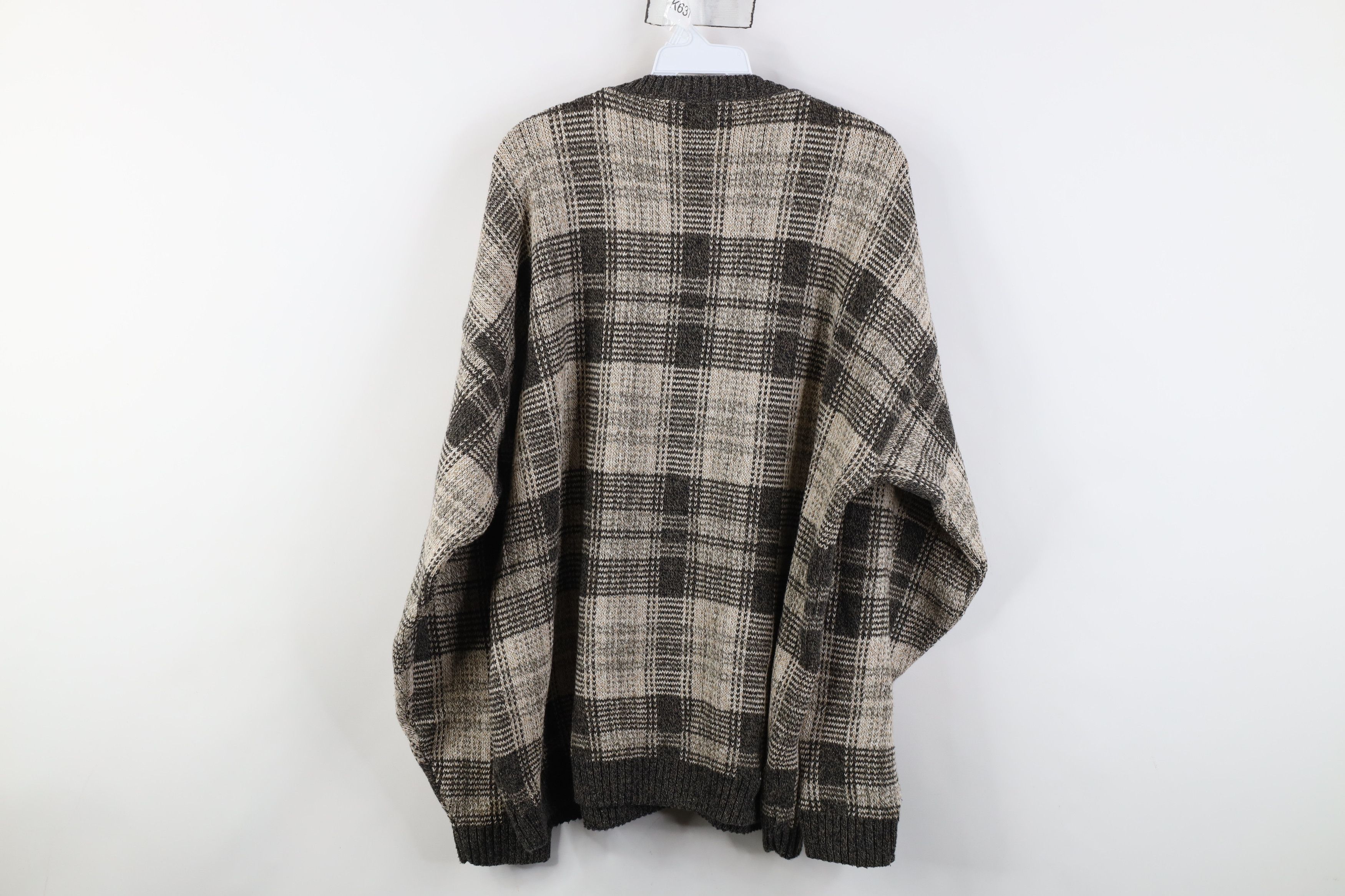 Vintage Vintage 90s Streetwear Crewneck Sweater Earth Tone Plaid USA Size US XL / EU 56 / 4 - 8 Thumbnail