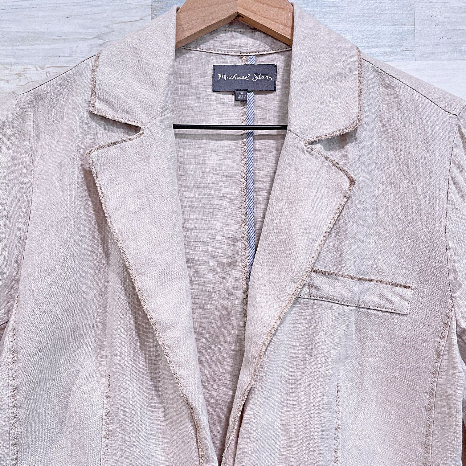 Michael Stars Michael Stars Linen Deconstructed Blazer Beige Womens Medium Size M / US 6-8 / IT 42-44 - 2 Thumbnail