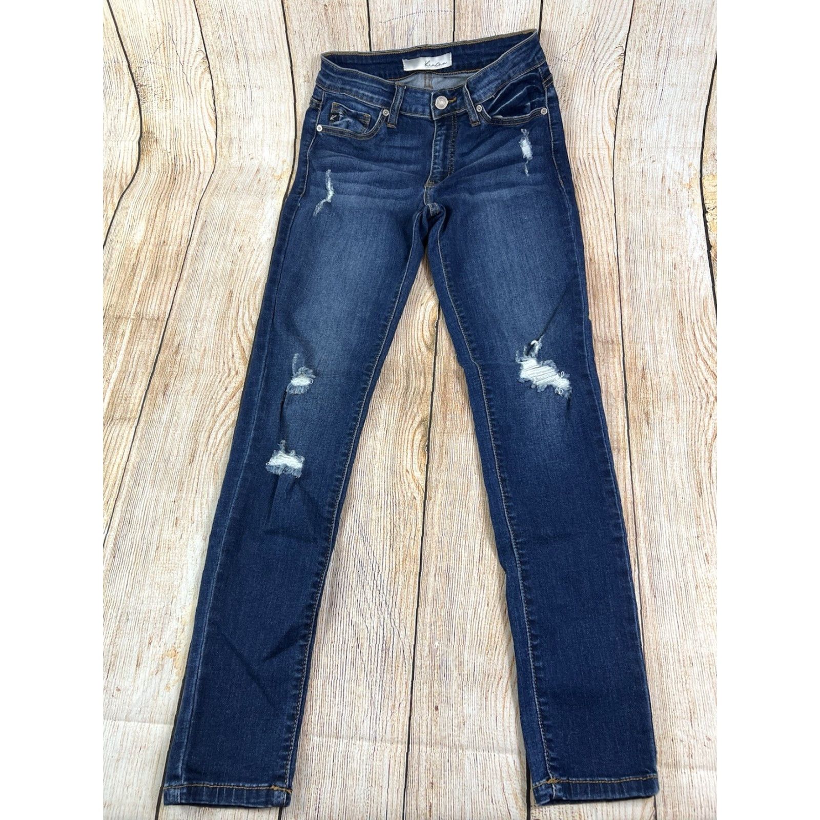 Vintage KanCan Jeans Skinny Denim Women 3 / 25 Dark Wash Blue Denim Narrow Fit Regular Size 3 Women Mens Girls Size 26" / US 2 / IT 38 - 3 Thumbnail