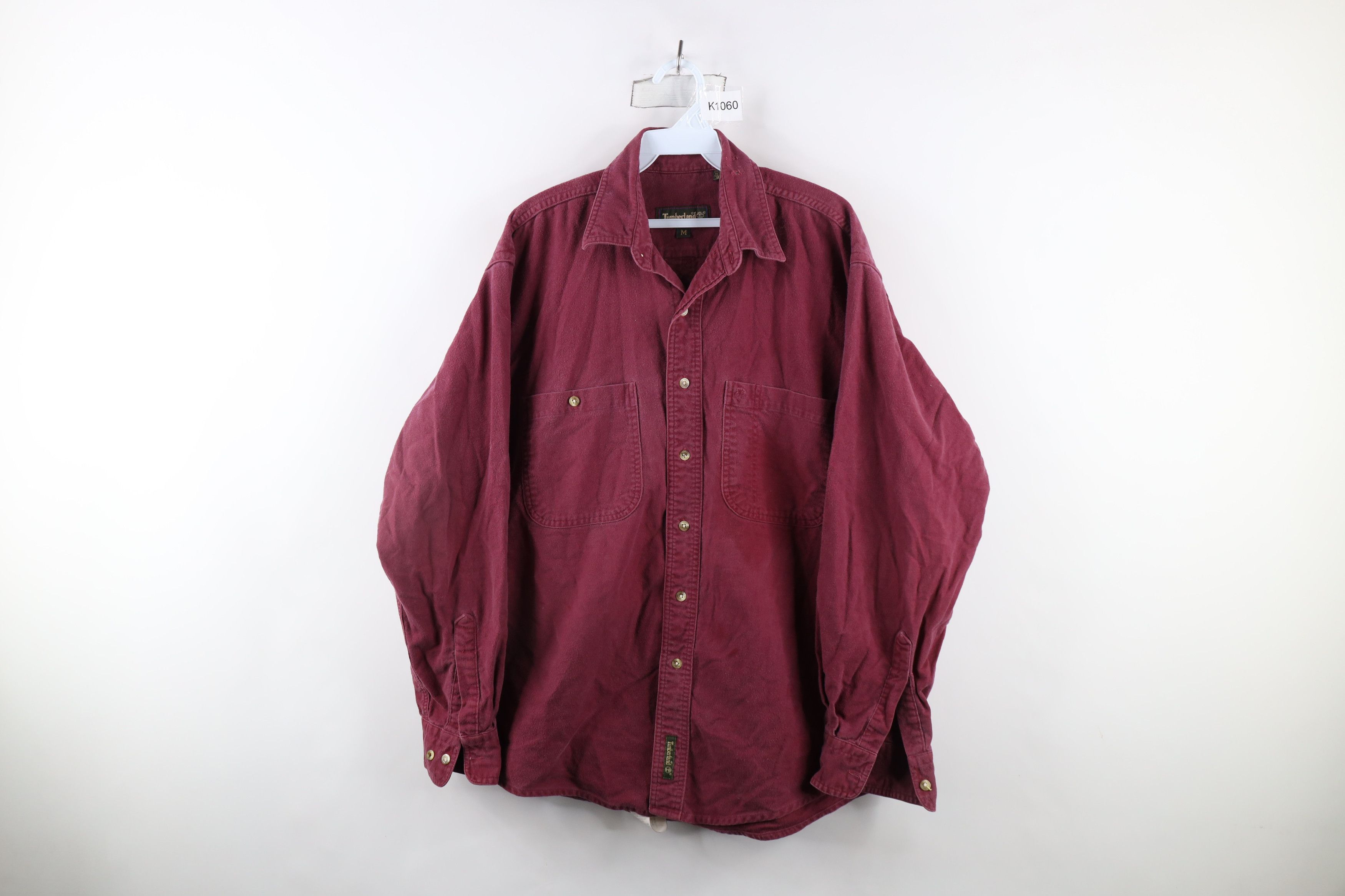 Timberland × Vintage Vintage 90s Timberland Chamois Cloth Button Shirt Red Size US M / EU 48-50 / 2 - 1 Thumbnail