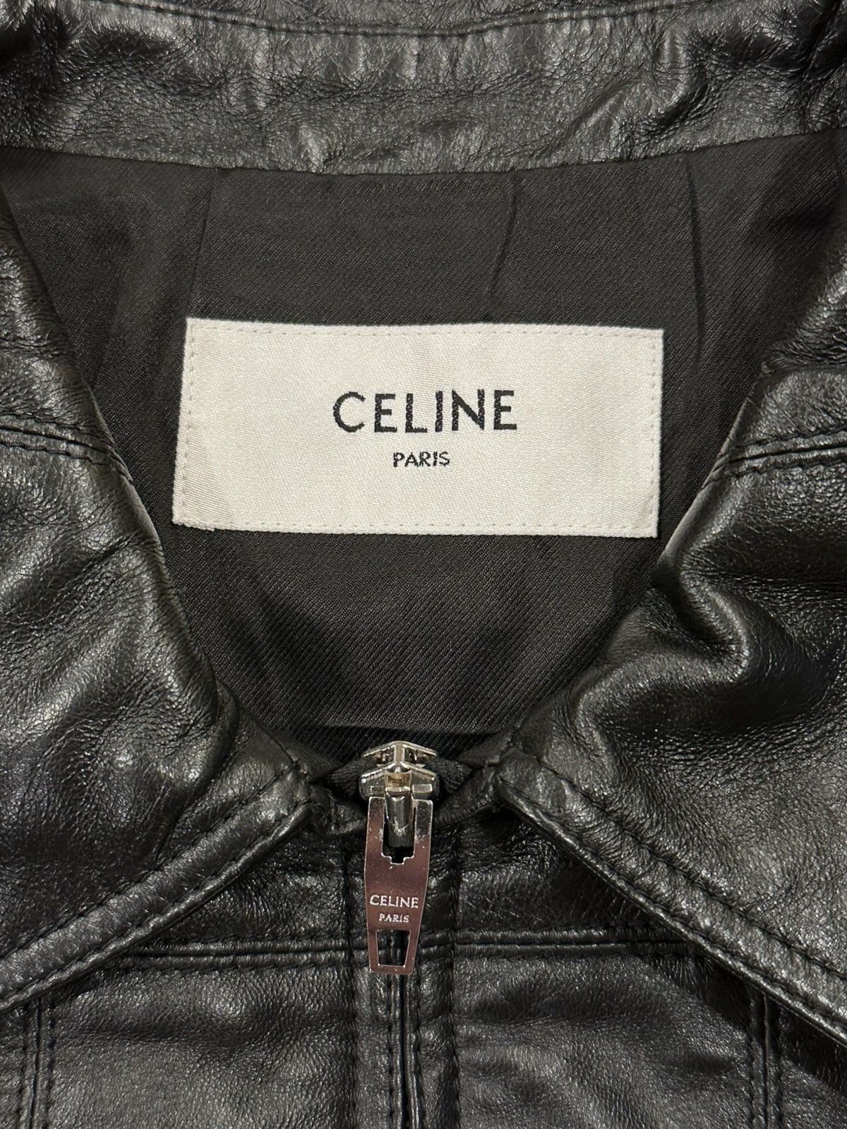 Celine × Hedi Slimane Celine x Hedi FW22 Leather Eyelet Cut-Out Stud Patch Jacket Size US L / EU 52-54 / 3 - 8 Thumbnail