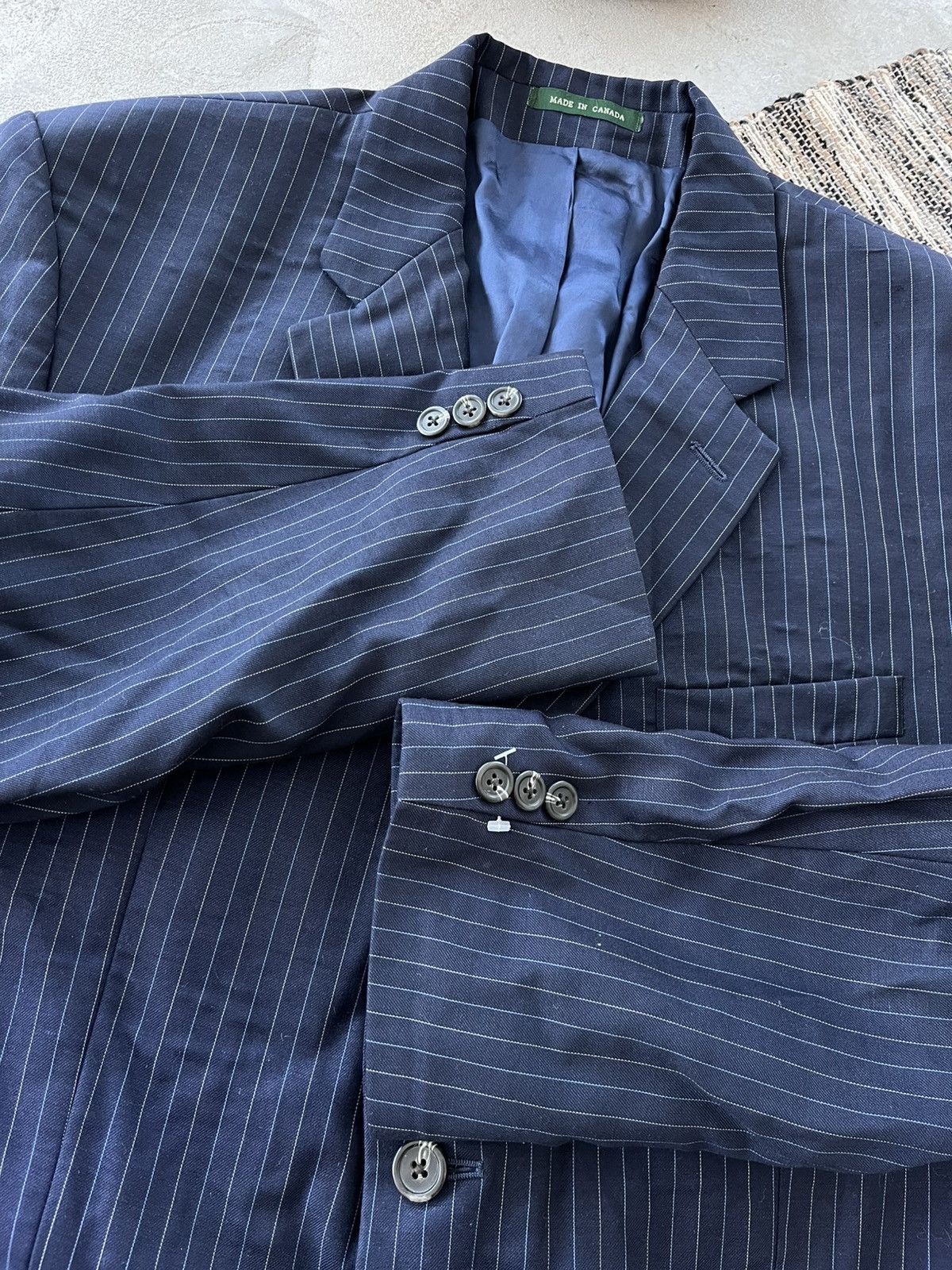 Polo Ralph Lauren Vintage Polo Ralph Lauren Navy Striped Blazer Avantgarde Y2K Size 44R - 10 Thumbnail