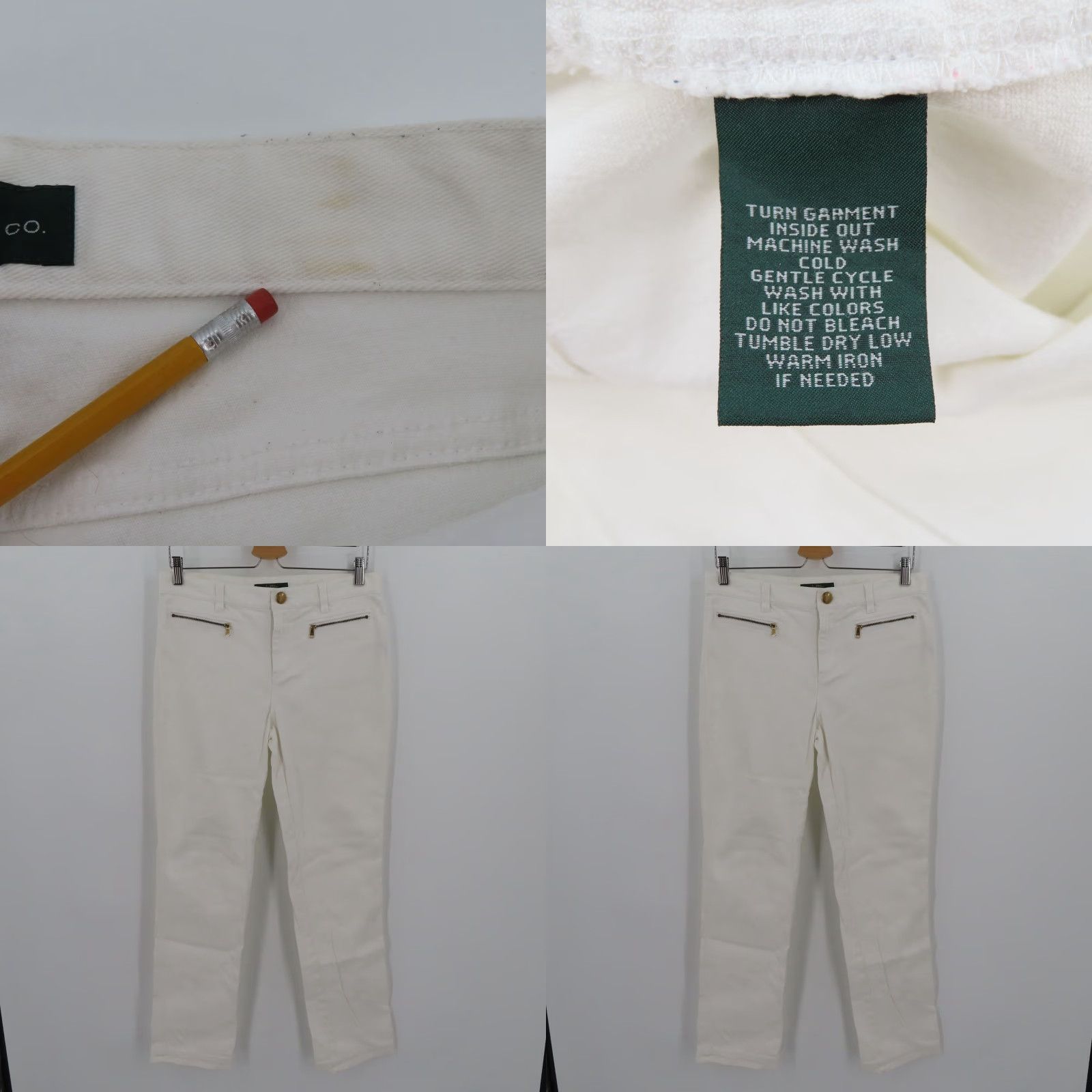 Ralph Lauren Ralph Lauren Womens Jeans LRL Lauren Jeans Co Straight Leg 6 White Denim Pockets Zip Button Size 28" / US 6 / IT 42 - 8 Thumbnail