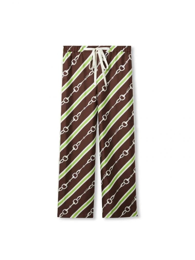 Gucci o1la5ras0526 Gucci Horsebit Striped Print Silk Pants Size 25" / US 0 / IT 36 - 1 Thumbnail