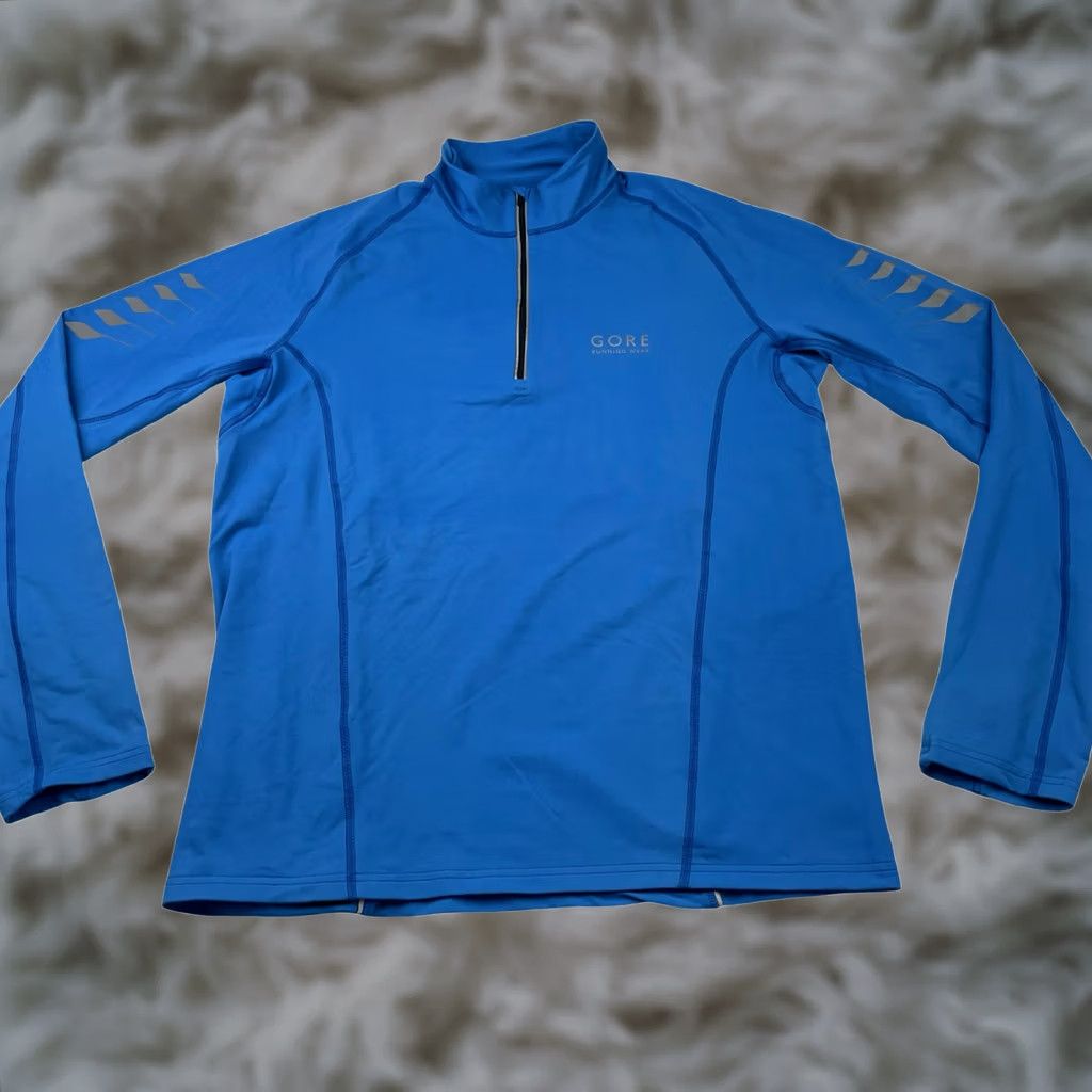 Vintage Gore Running Wear Men's Pullover Blue Large 1/4 Zip Reflective Performance Size US L / EU 52-54 / 3 - 1 Thumbnail
