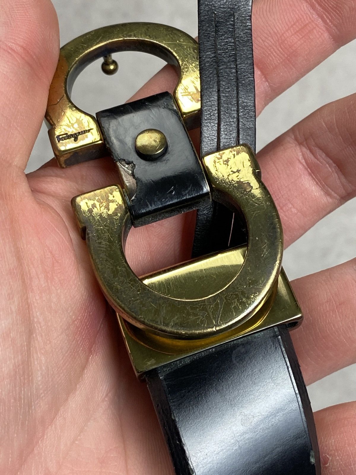 Salvatore Ferragamo Salvatore Ferragamo Leather Classic Belt Used Metal Size ONE SIZE - 3 Thumbnail