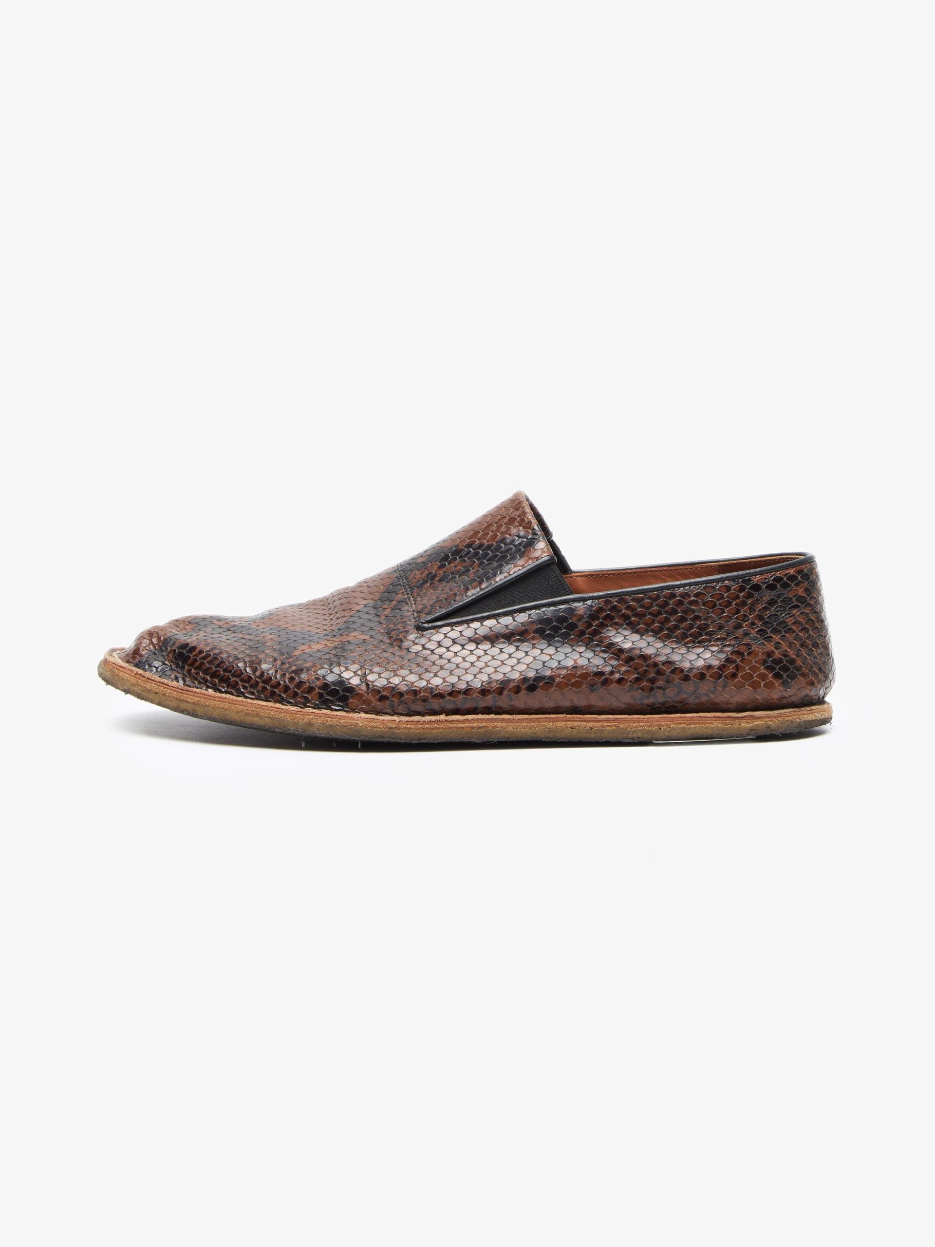 image of Dries Van Noten Brown Crocodile Embossed Moccasins Shoes, Men's (Size 8)