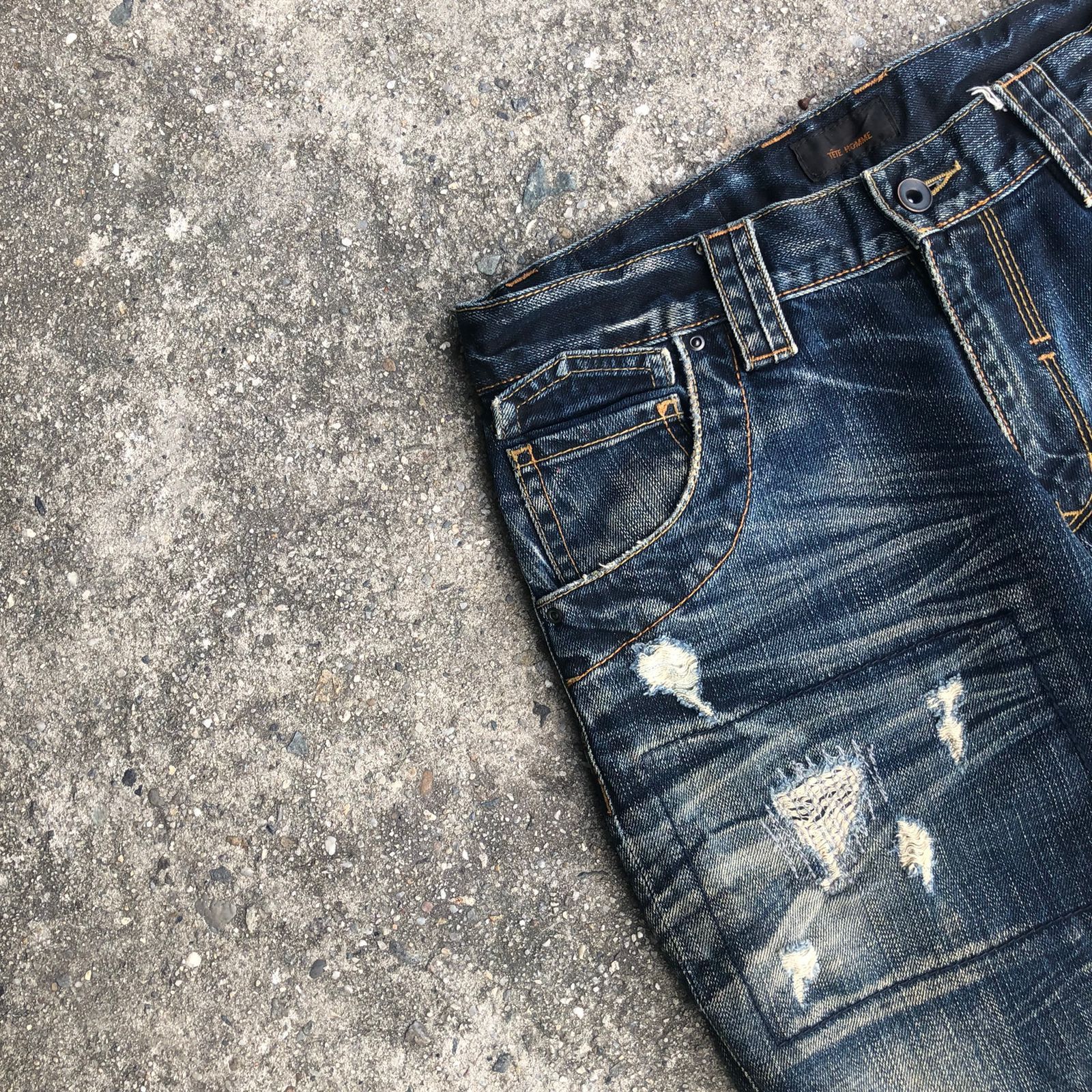 Tete Homme Tete Homme Distressed Flared Jeans Size US 31 - 7 Thumbnail