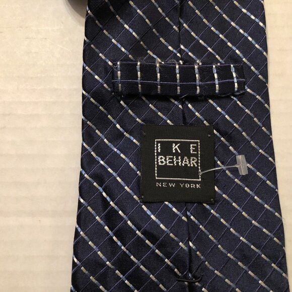 Ike Behar Ike behar men's new blue silk tie 3 3/4" X 60" Size ONE SIZE - 3 Thumbnail
